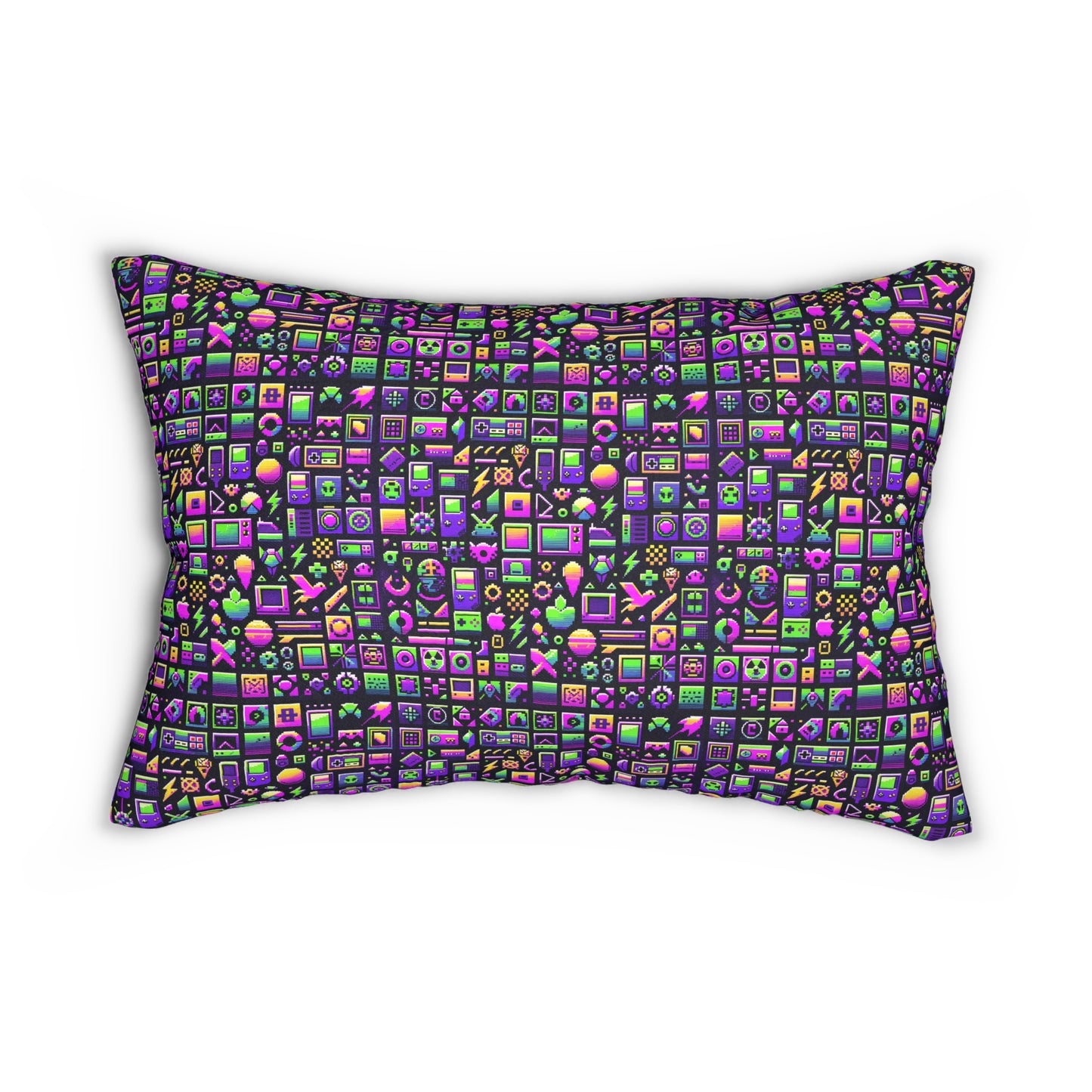 Digital Nostalgia Remix Modern Vintage Fusion Spun Polyester Lumbar Pillow - 8404 Design-49 B