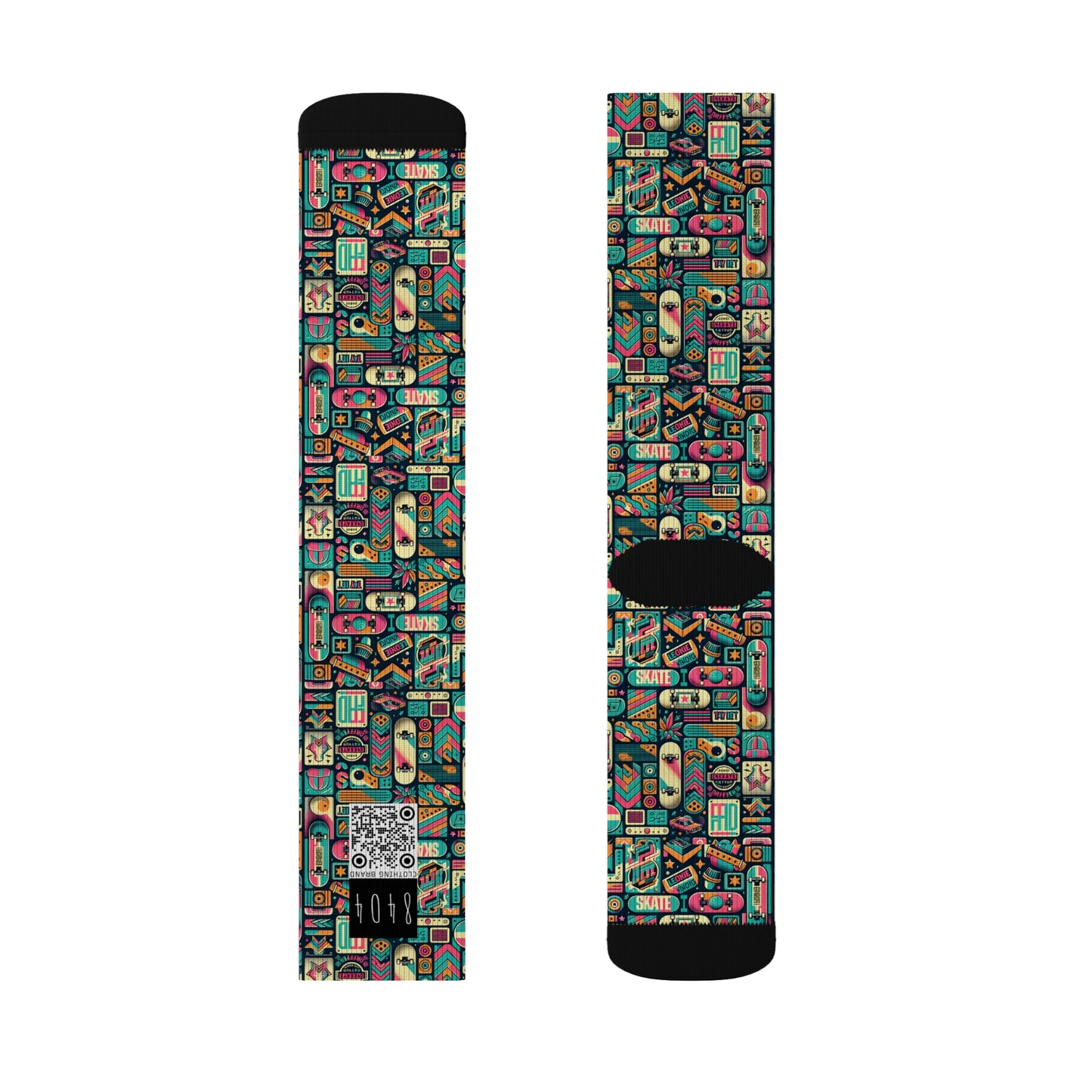 Skate Culture Revival Urban Retro Cool Sublimation Socks - 8404 Design-61