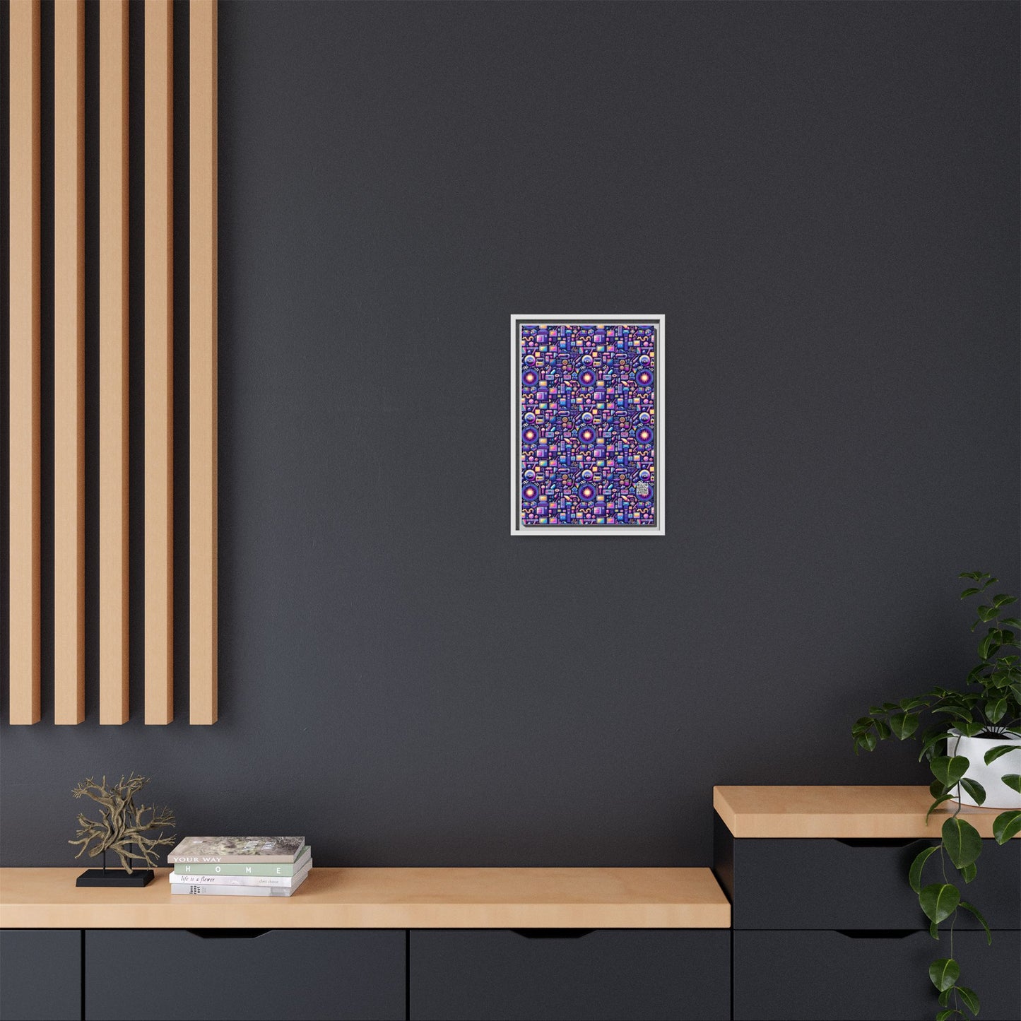 Digital Nostalgia Modern Retro Fusion Matte Canvas, Framed (multi-Color) - 8404 Design-64 B