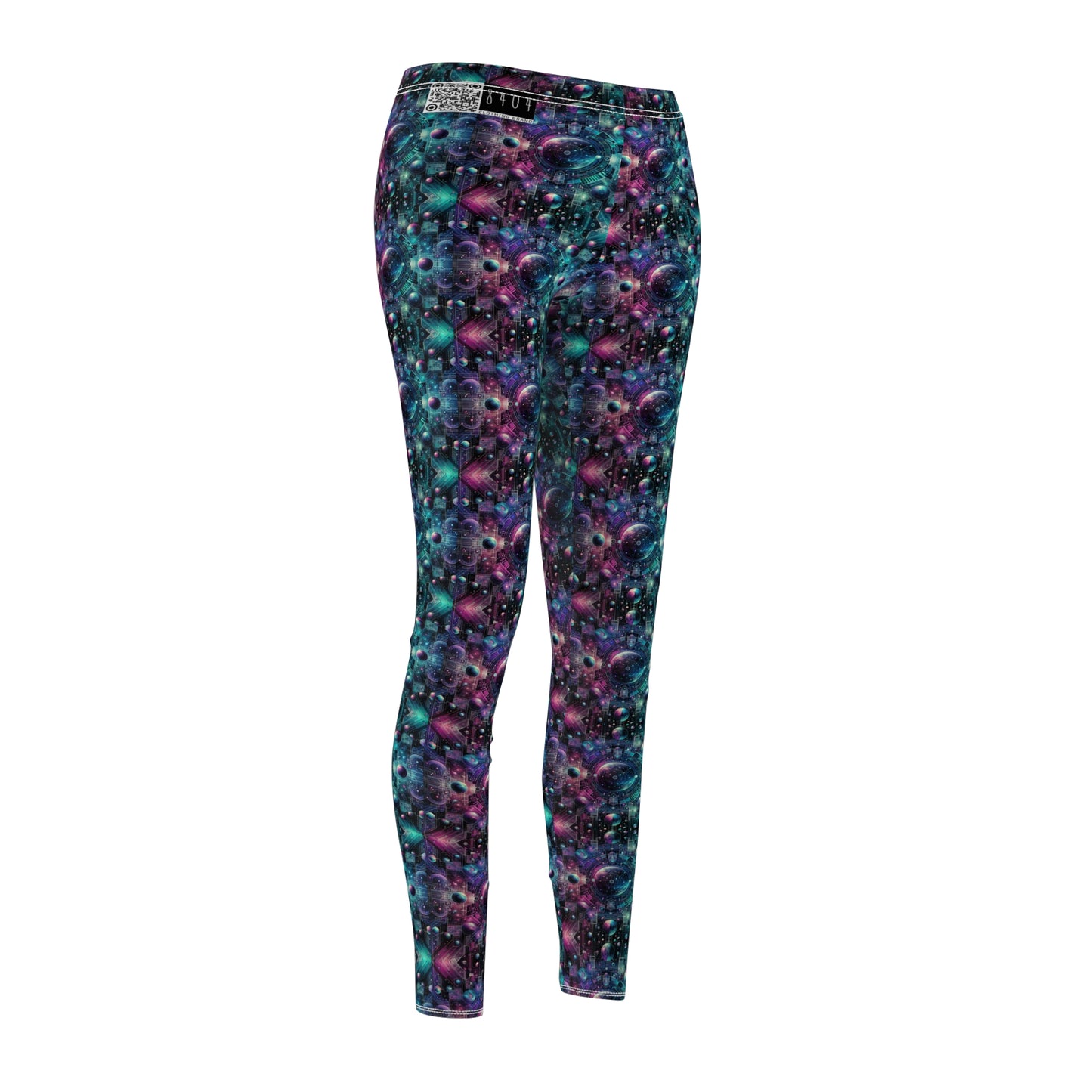 Galactic Hues Tech-Forward Cosmic Fusion Women's Cut & Sew Casual Leggings - 8404 Design-59