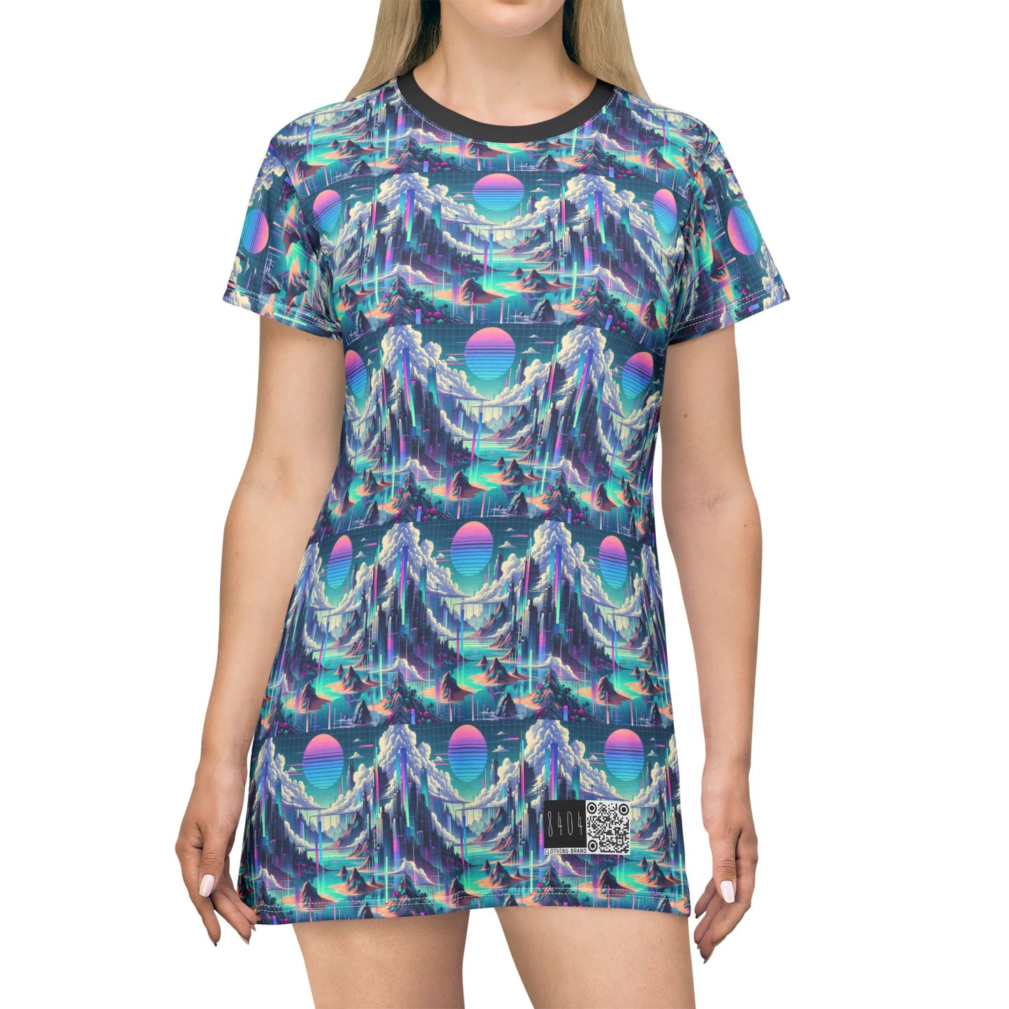 Digital Dreamscapes Digitally-Inspired Streetwear With a Dreamy, Surreal Twist T-Shirt Dress - 8404 Design-53