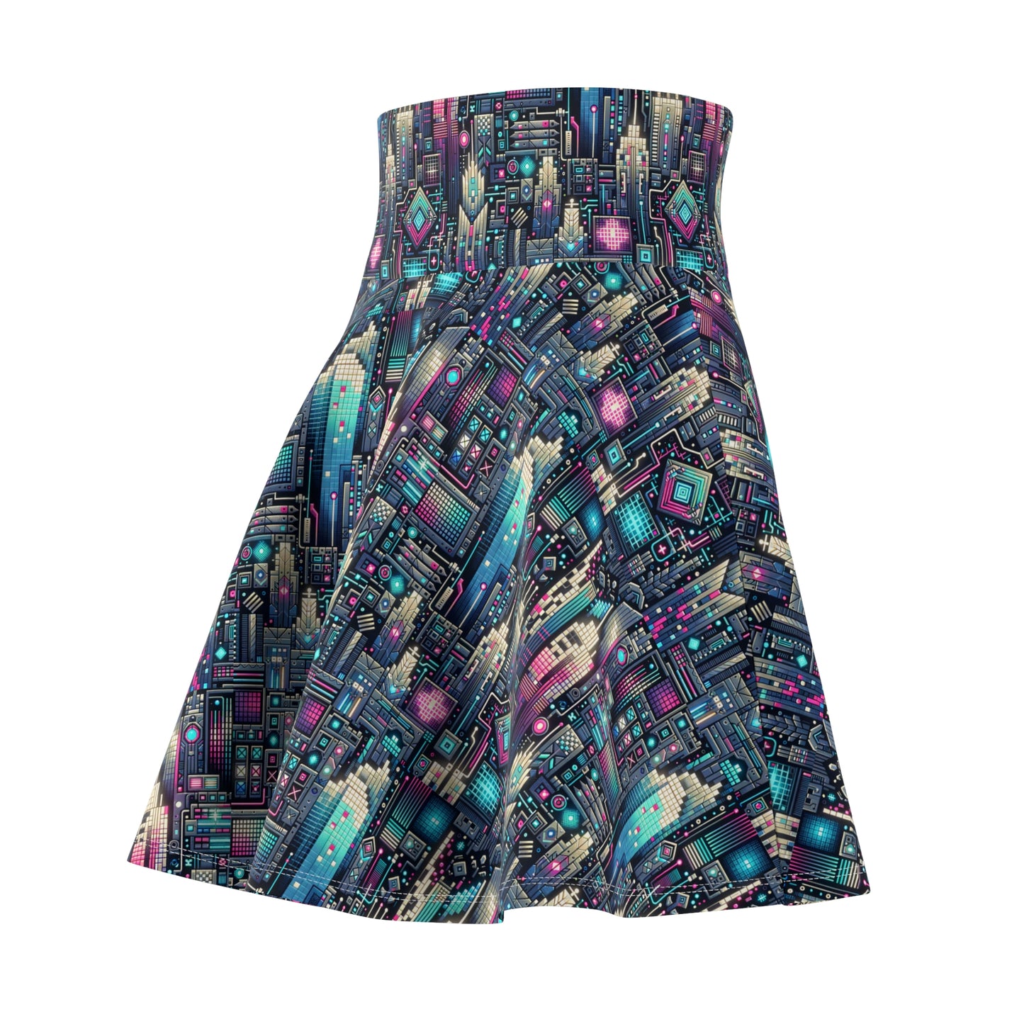 Digital Renaissance Tech-Forward Maximalism Women's Skater Skirt - 8404 Design-56