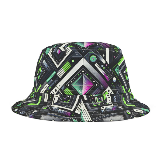 Retro Futurism Graphics Tech-Forward Streetwear Bucket Hat - 8404 Design-48