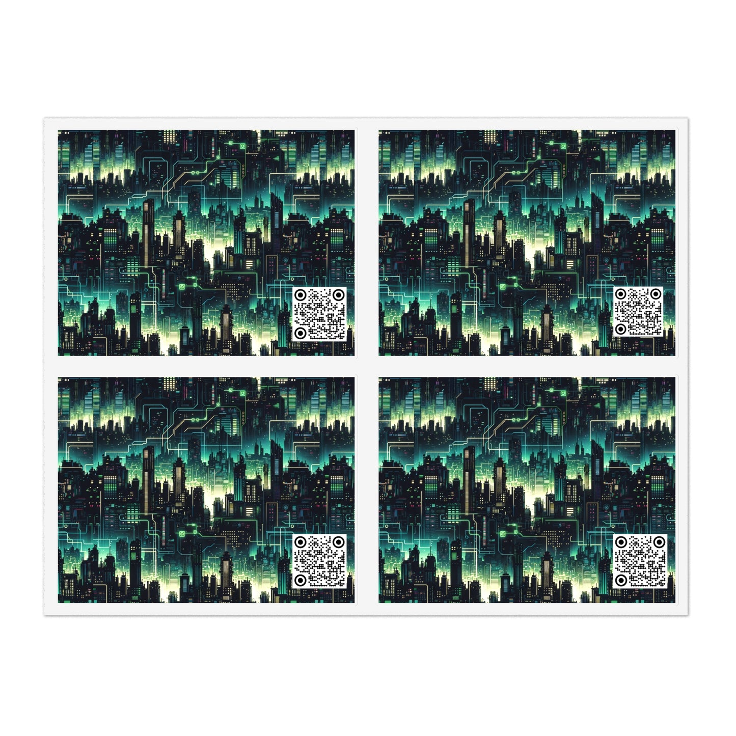 Tech Noir Aesthetics Tech-Forward Urban Dystopia Sticker Sheets - 8404 Design-72