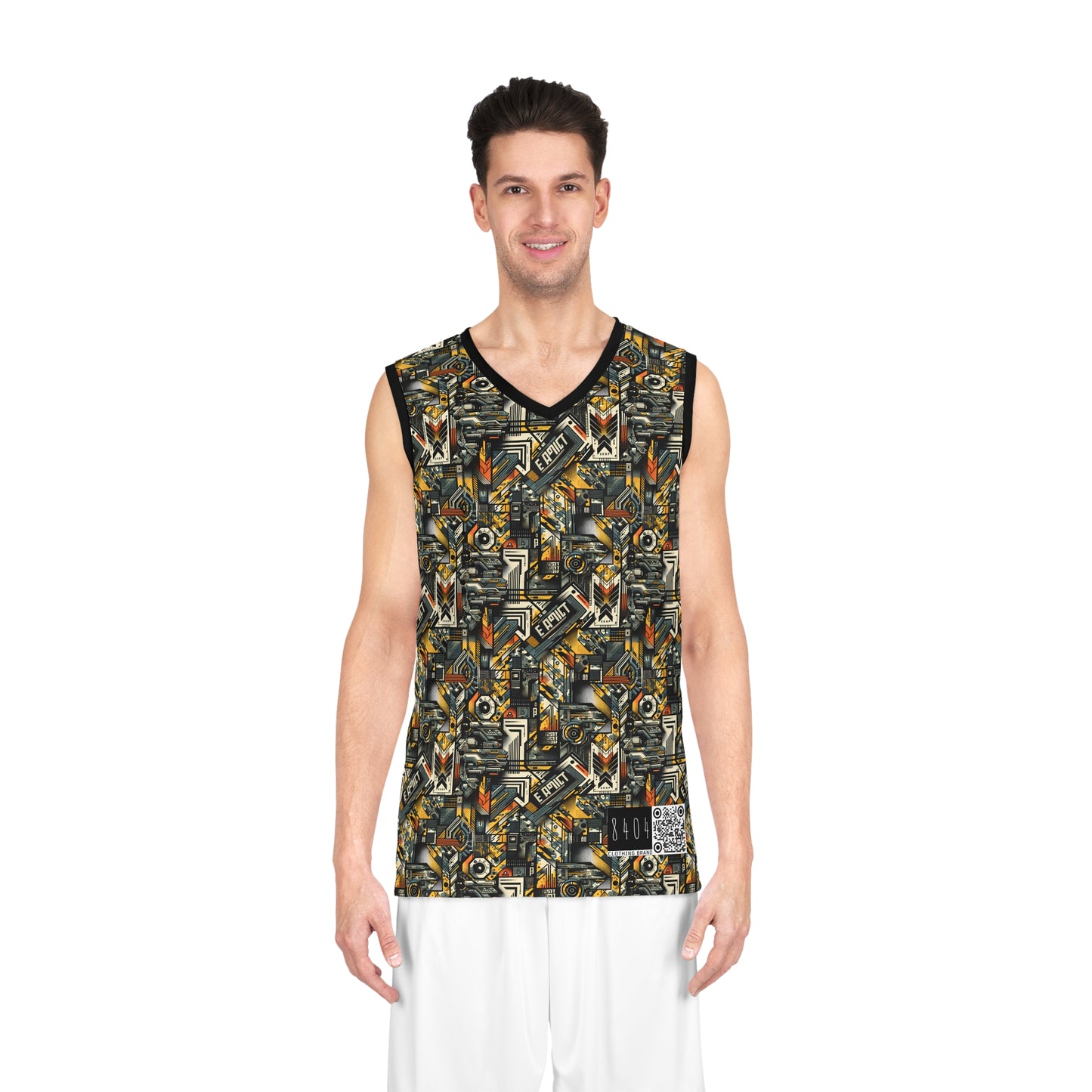 Digital Punk Futuristic Grunge Basketball Jersey - 8404 Design-49