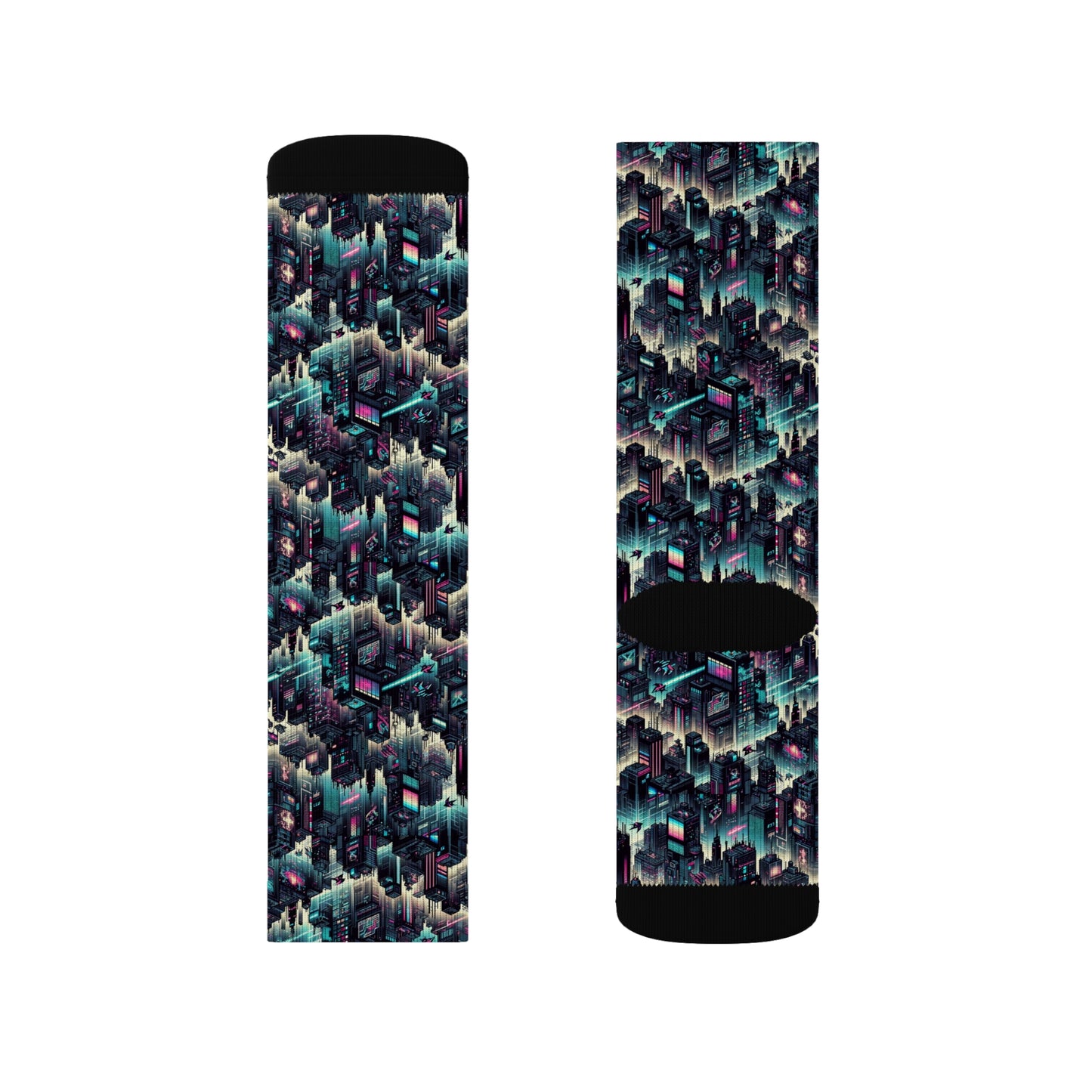 Digital Rebellion Tech-Inspired Streetwear Sublimation Socks - 8404 Design-51