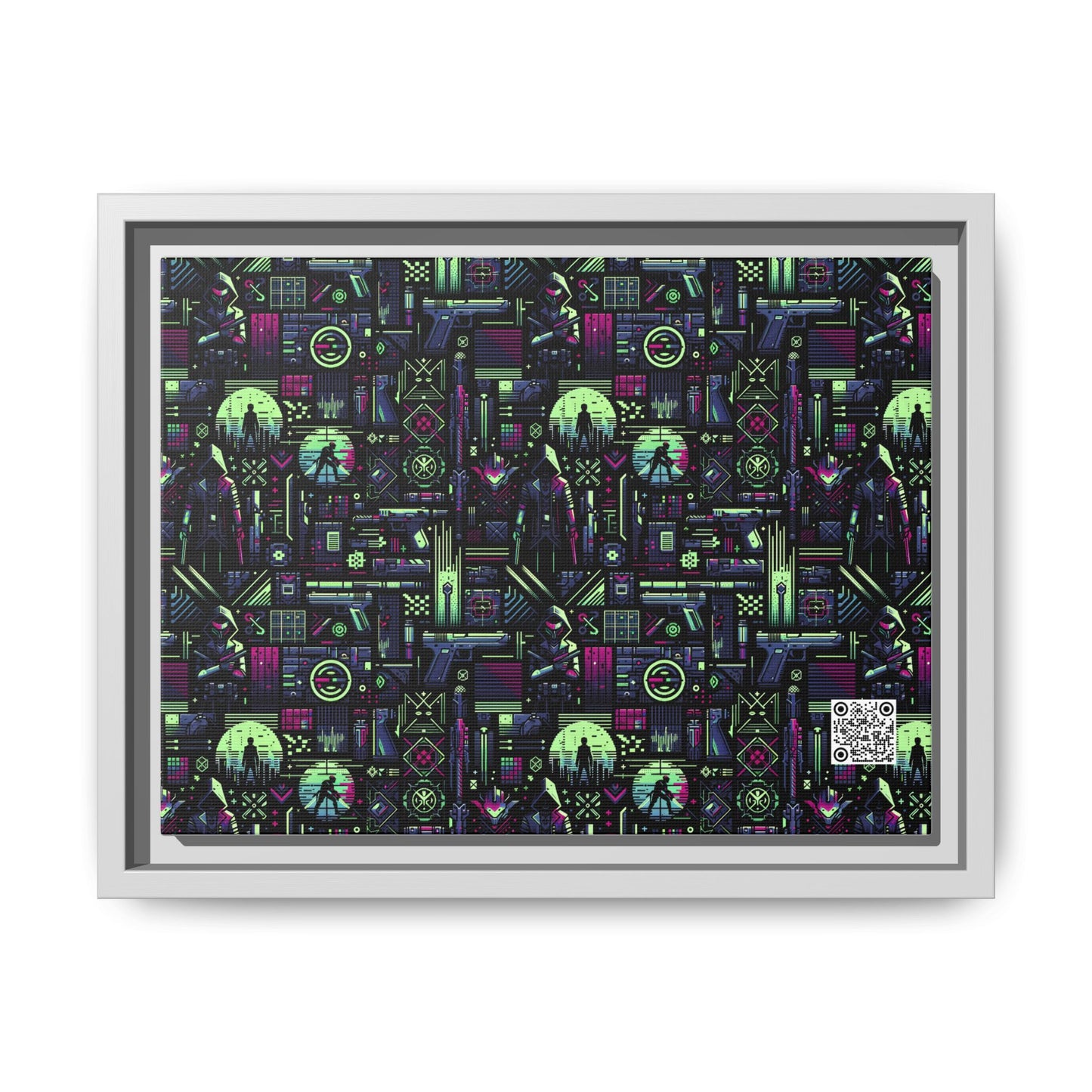 Tech Noir Futuristic Cyberpunk Matte Canvas, Framed (multi-Color) - 8404 Design-63 A