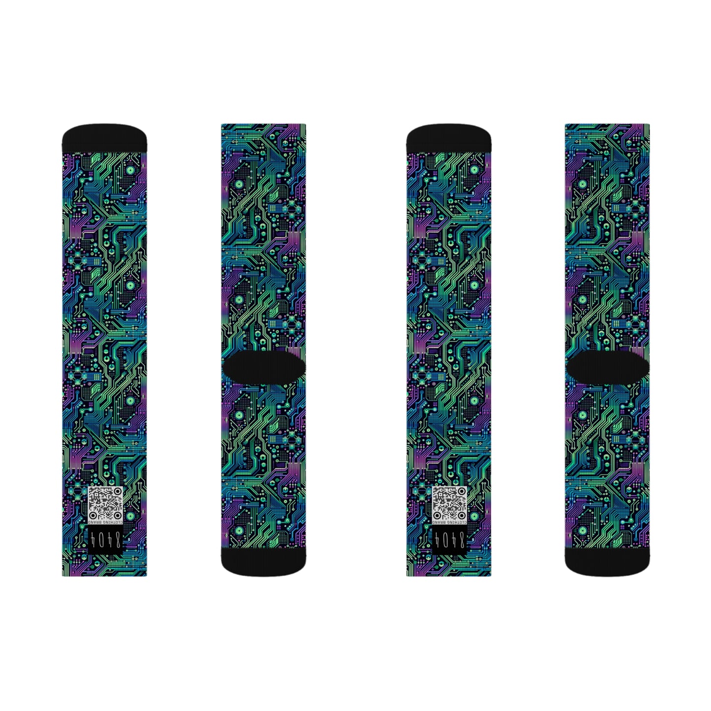 Tech-Infused Neon Tech-Forward Streetwear Sublimation Socks - 8404 Design-66