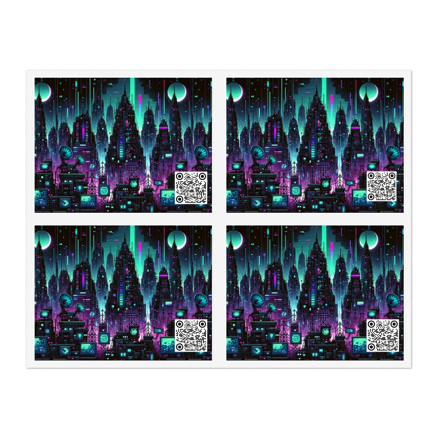 Tech Noir Graphics Futuristic Cyberpunk Sticker Sheets - 8404 Design-54
