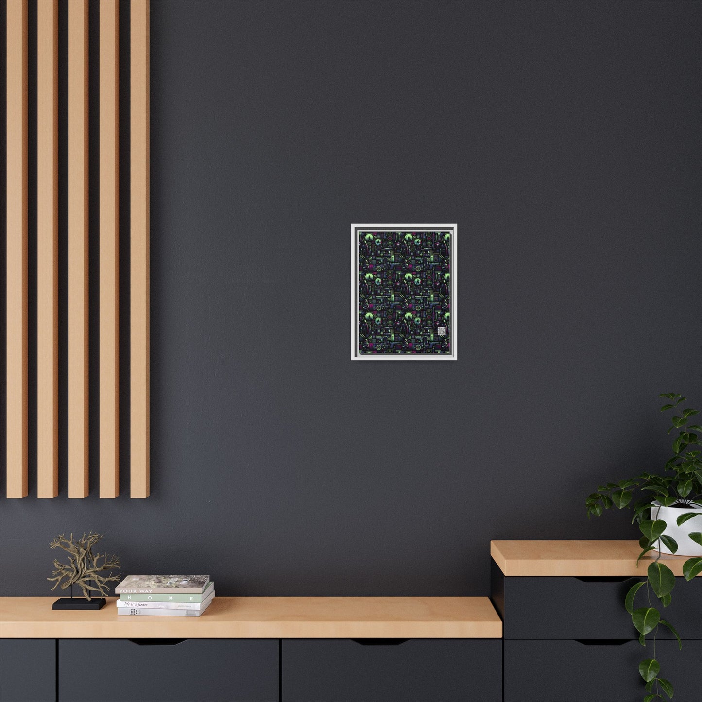 Tech Noir Futuristic Cyberpunk Matte Canvas, Framed (multi-Color) - 8404 Design-63 A