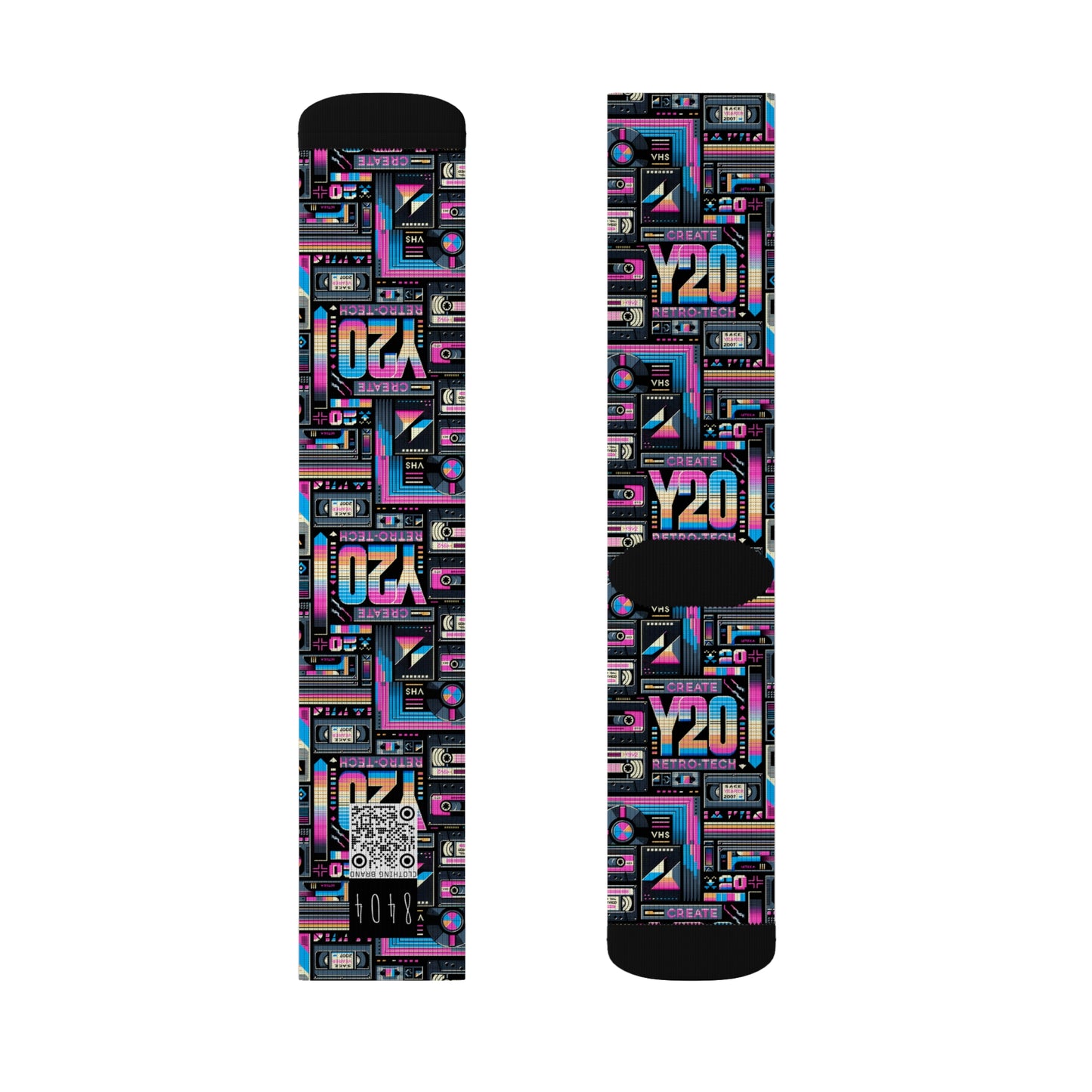 Digital Nostalgia Tech-Inspired Retro Fusion Sublimation Socks - 8404 Design-65