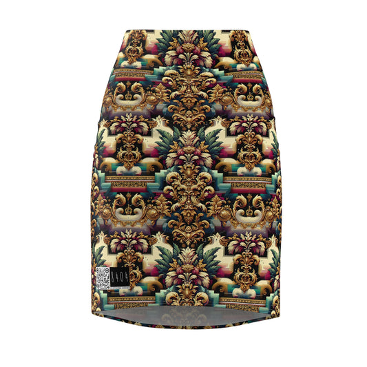 Digital Renaissance Modern Baroque Fusion Women's Pencil Skirt - 8404 Design-60