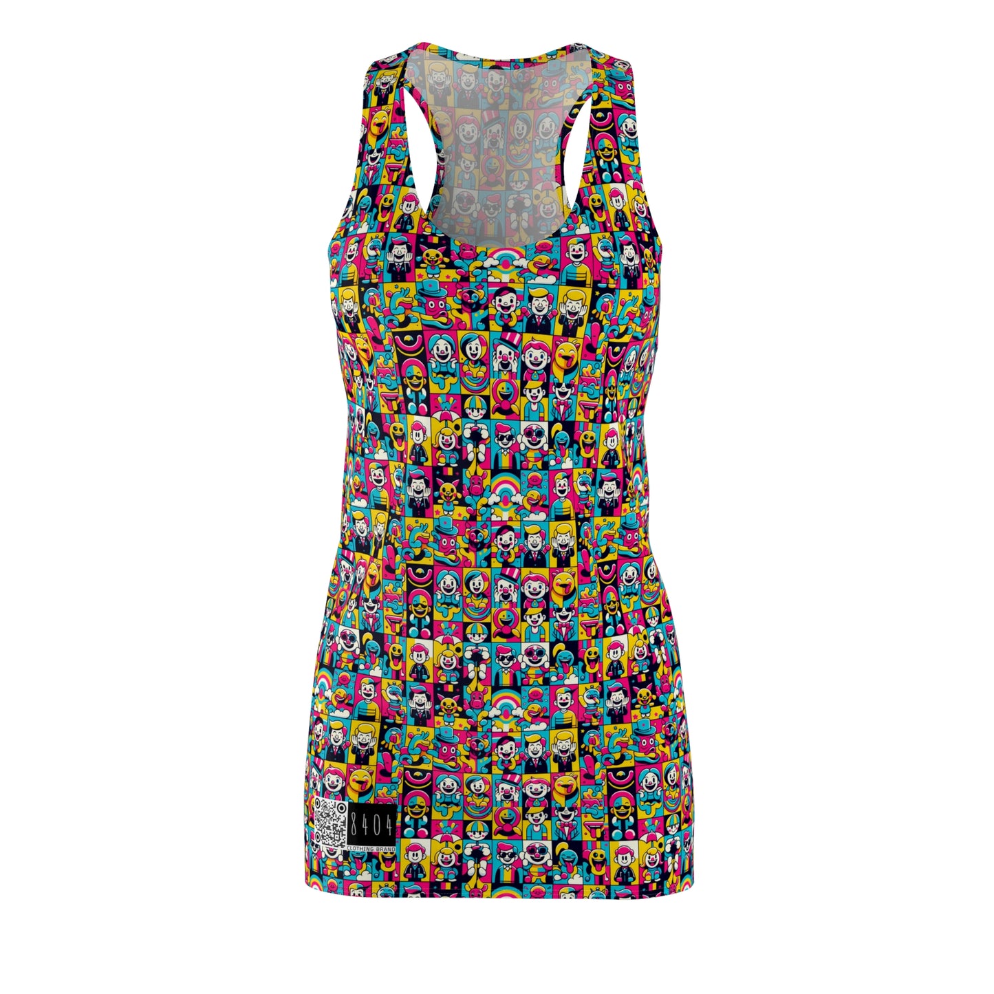 Neon Pop Playful Pop Culture Mashup Women's Cut & Sew Racerback Dress - 8404 Design-60