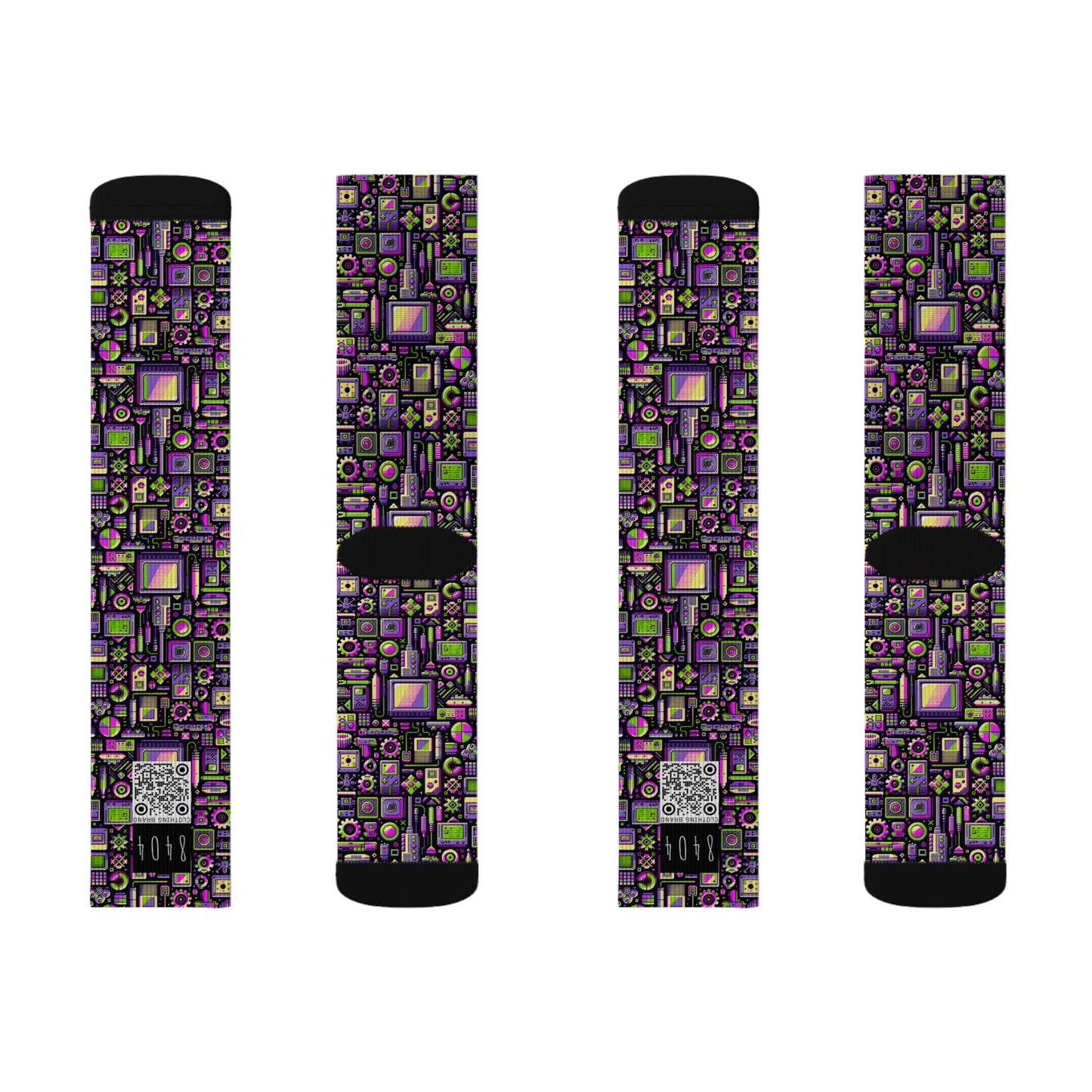 Digital Nostalgia Remix Modern Vintage Fusion Sublimation Socks - 8404 Design-67