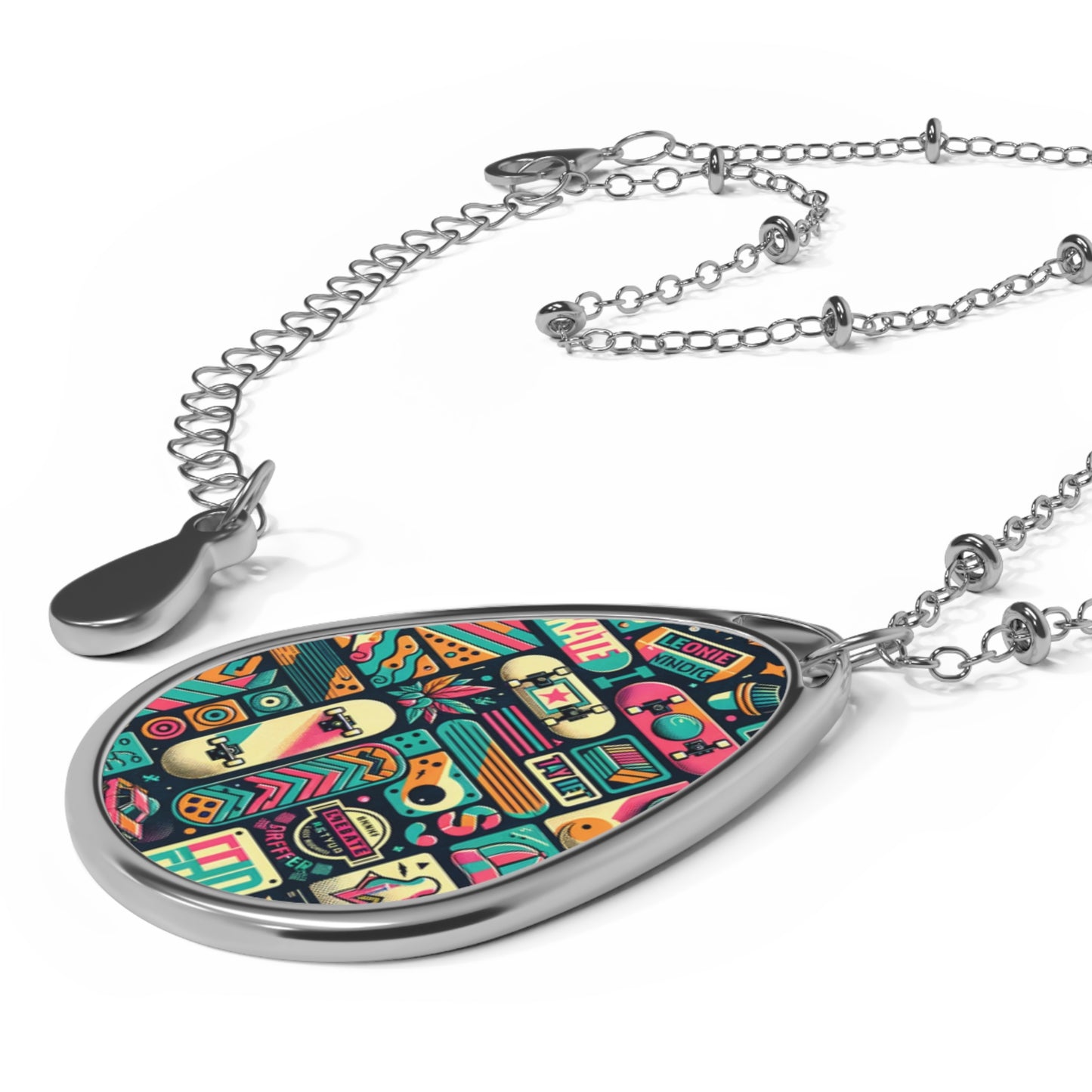 Skate Culture Revival Urban Retro Cool Oval Necklace - 8404 Design-61