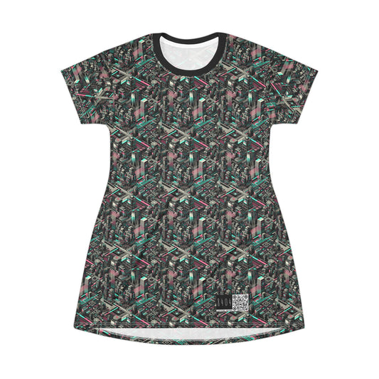 Digital Dreamland Tech-Inspired Streetwear T-Shirt Dress - 8404 Design-51