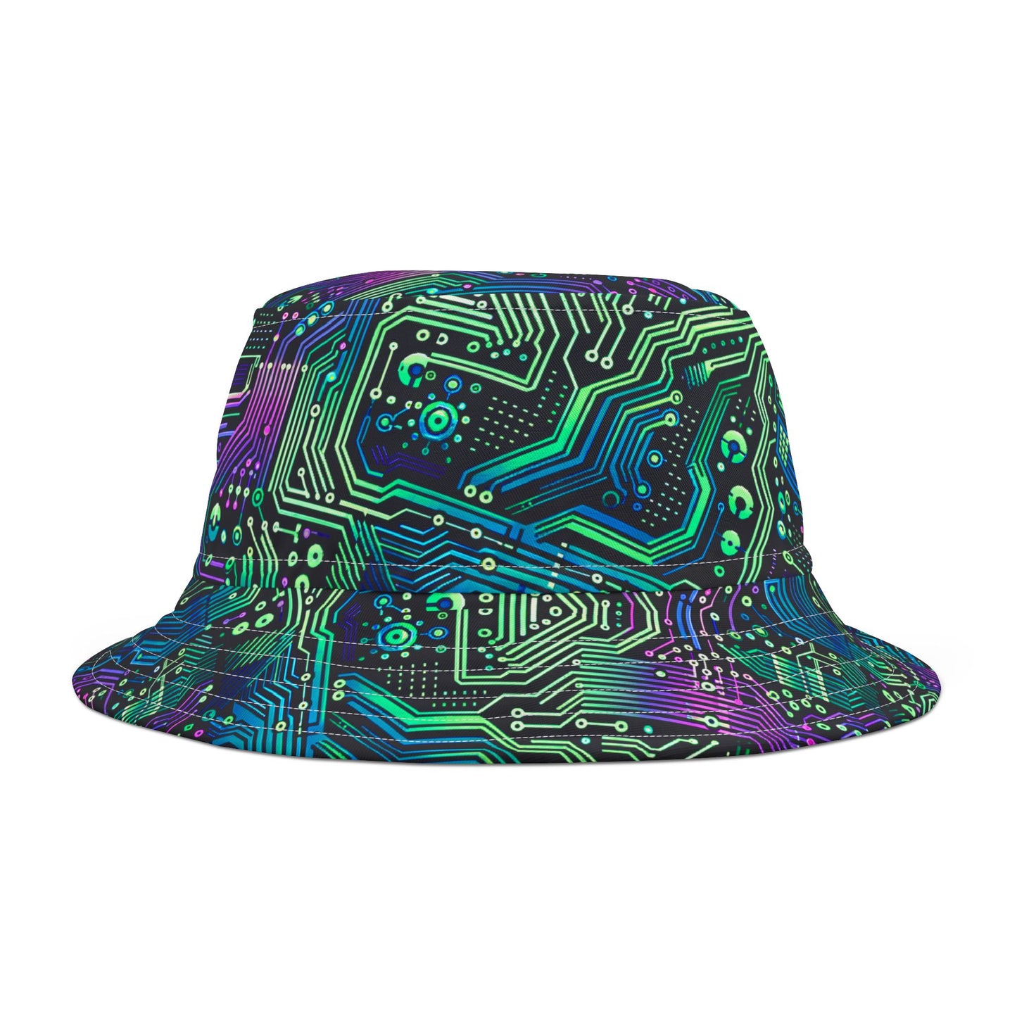 Tech-Infused Neon Tech-Forward Streetwear Bucket Hat - 8404 Design-66