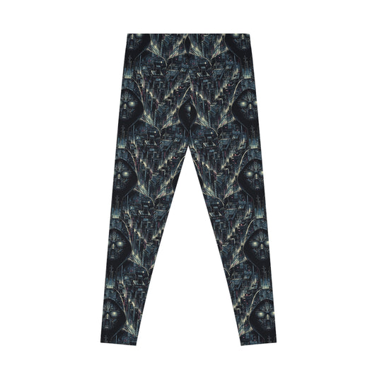 Tech Noir Aesthetics Sleek Tech Streetwear Stretch Leggings - 8404 Design-56