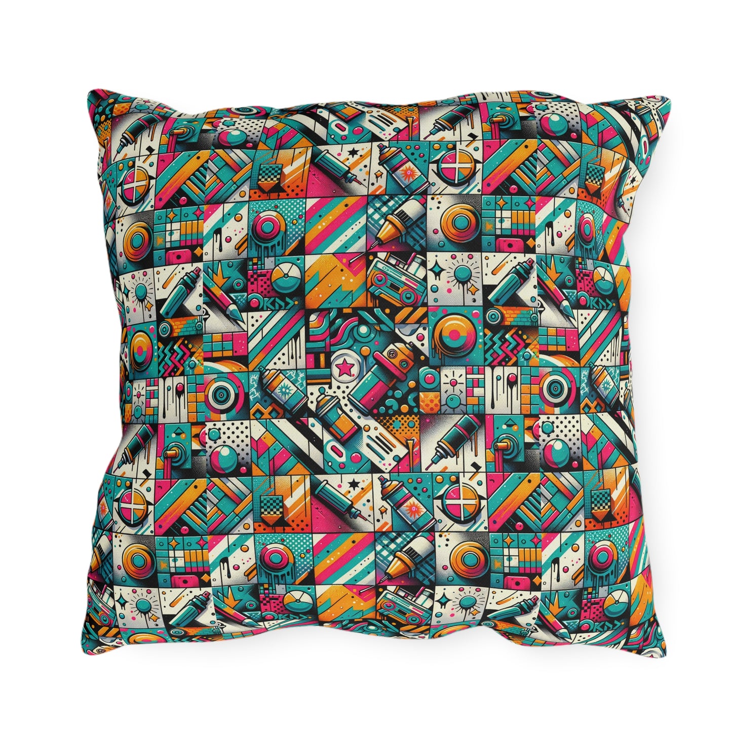 Graffiti Fusion Modern Street Art Fusion Outdoor Pillow - 8404 Design-58