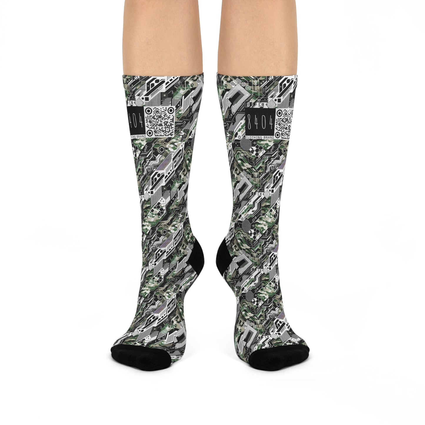 Tech Camo Fusion Tech-Forward Streetwear With a Futuristic Edge Cushioned Crew Socks - 8404 Design-46