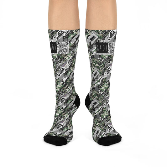 Tech Camo Fusion Tech-Forward Streetwear With a Futuristic Edge Cushioned Crew Socks - 8404 Design-46