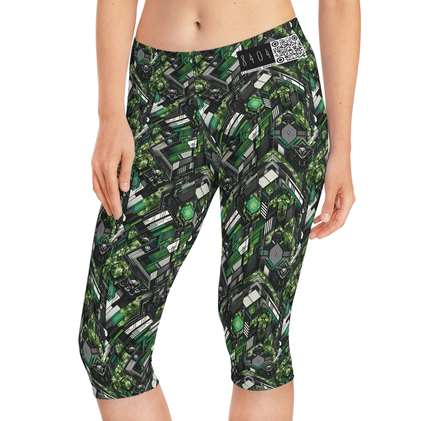 Tech Camo Fusion Tech-Forward Streetwear With a Futuristic Edge Women's Capri Leggings - 8404 Design-58