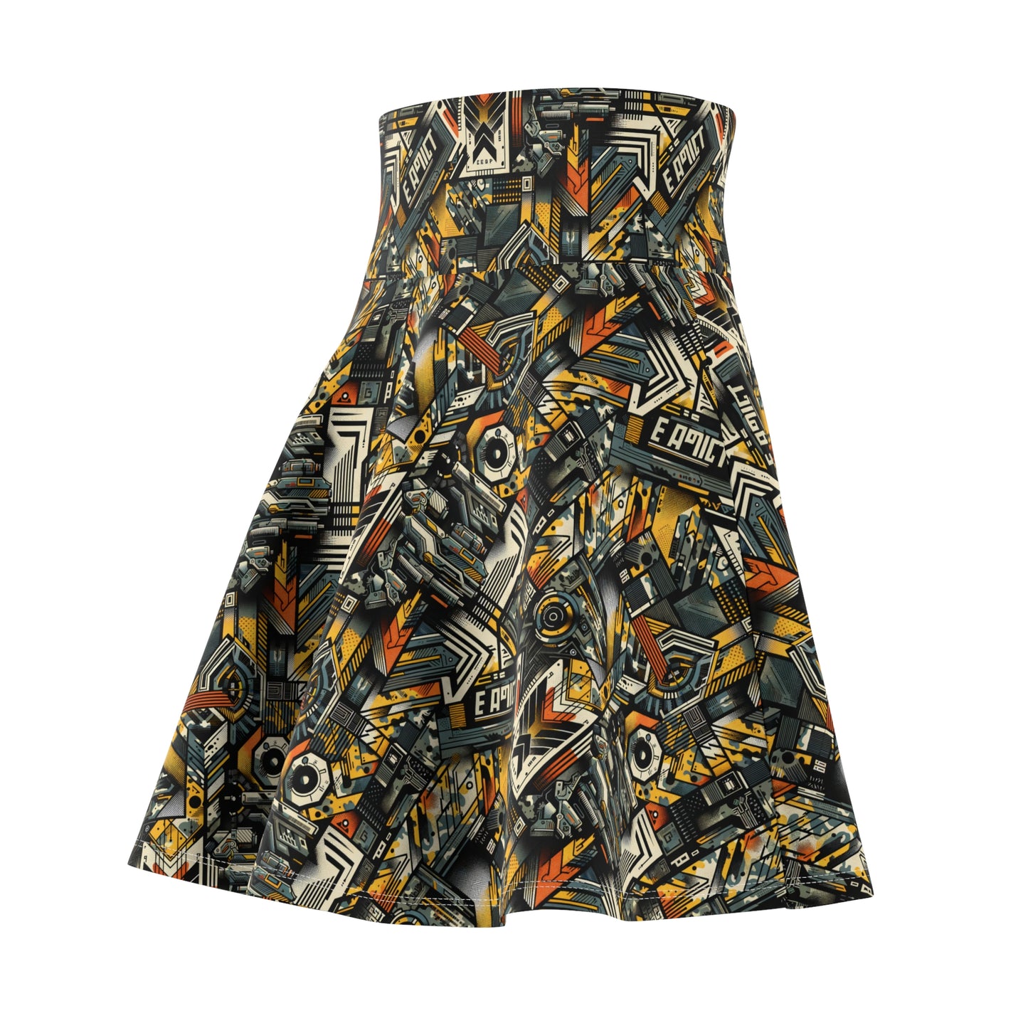 Digital Punk Futuristic Grunge Women's Skater Skirt - 8404 Design-49