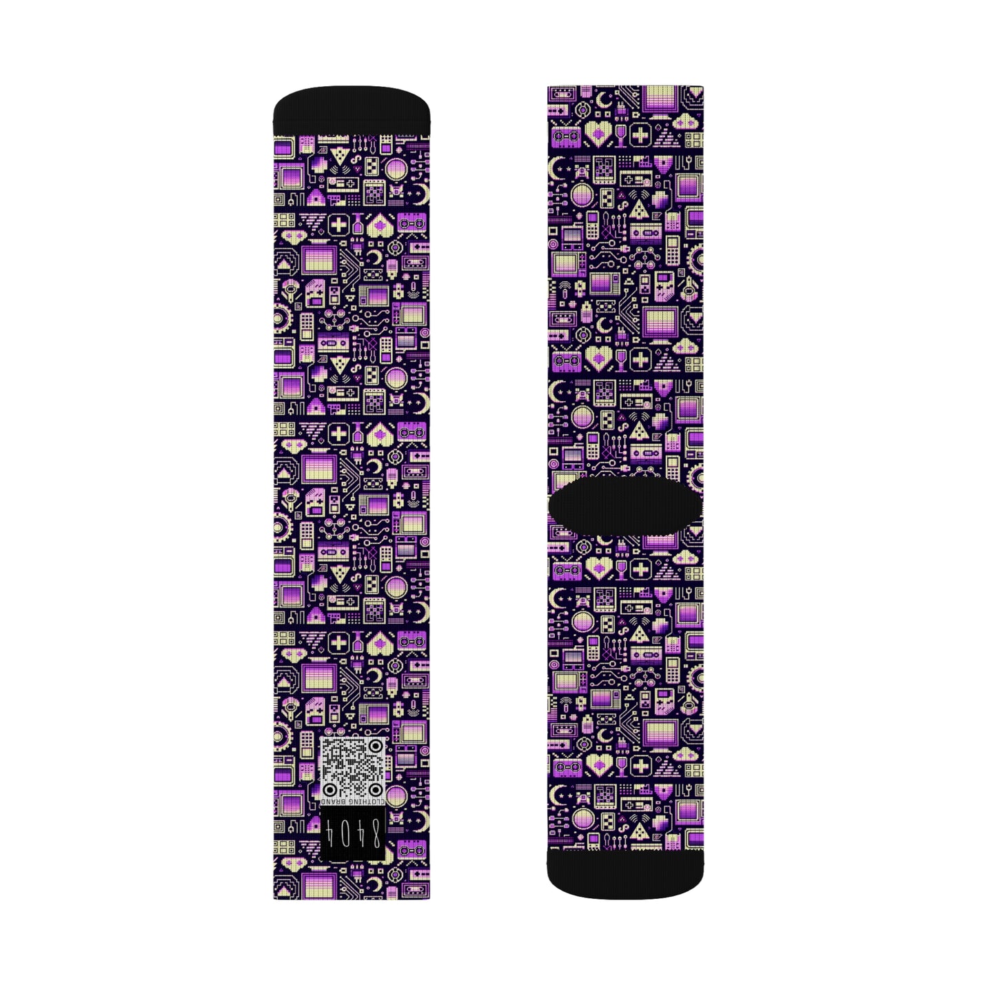Digital Nostalgia Remix Modern Vintage Fusion Sublimation Socks - 8404 Design-54