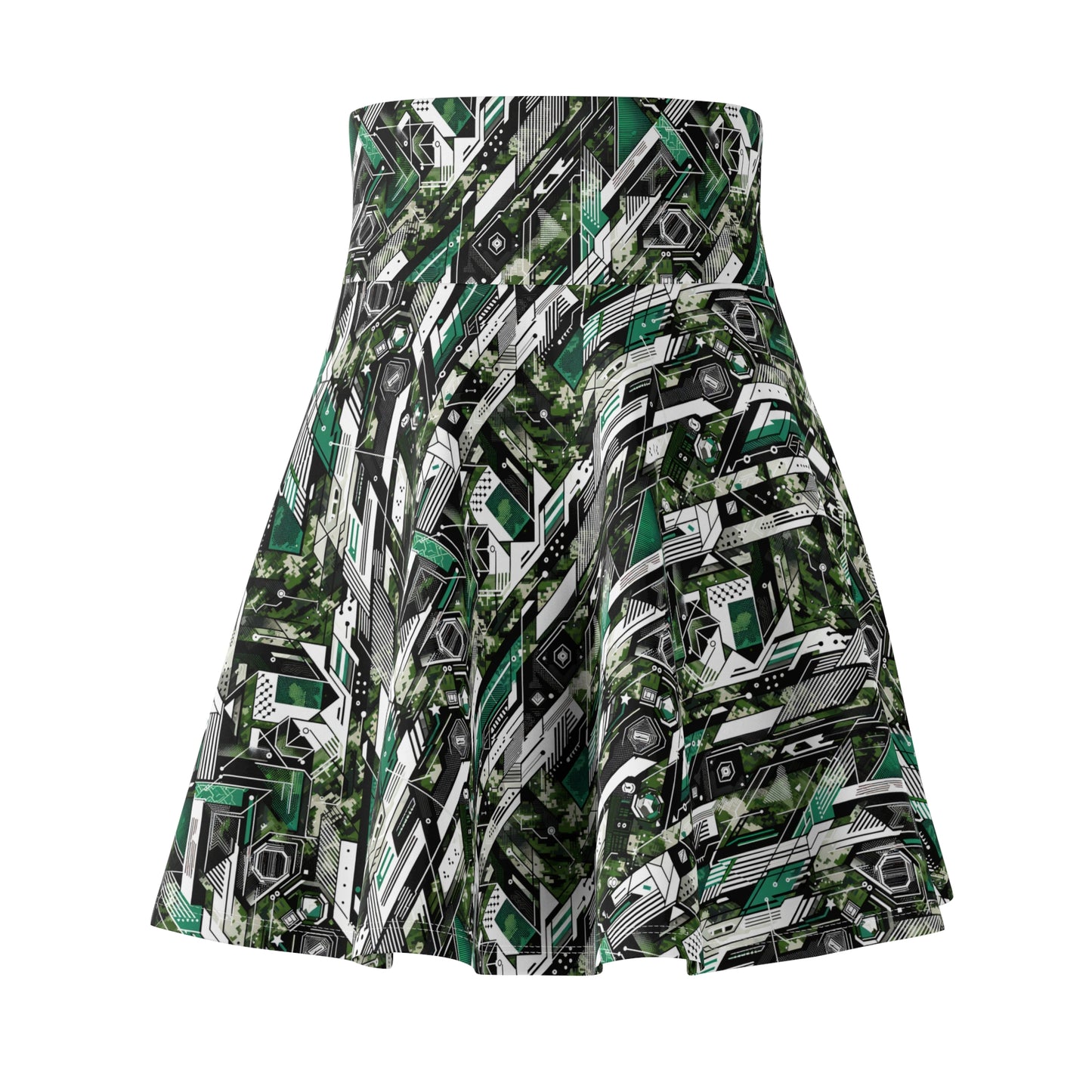 Tech Camo Fusion Tech-Forward Streetwear With a Futuristic Edge Women's Skater Skirt - 8404 Design-63