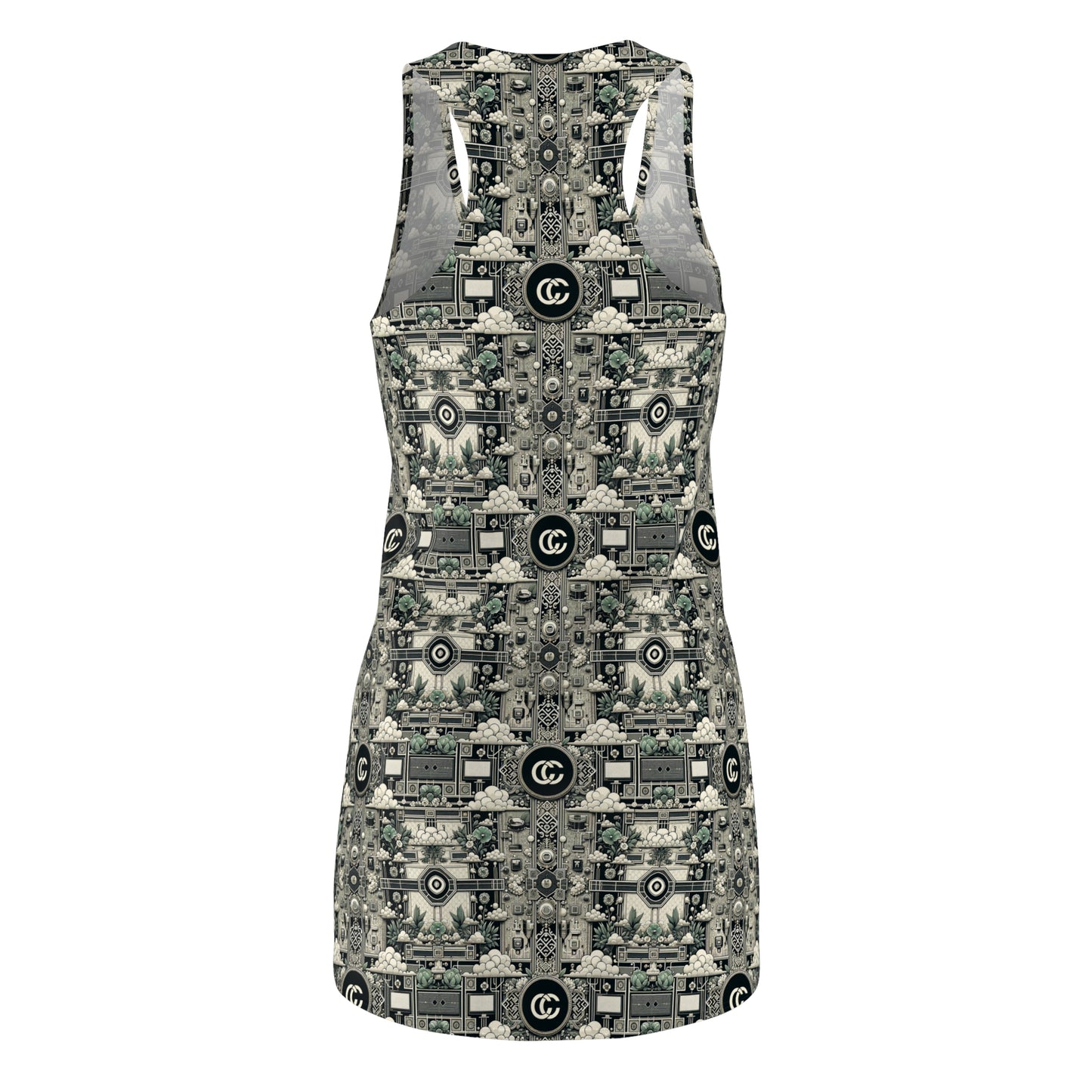 Cyber Garden Party Tech Garden Extravaganza Women's Cut & Sew Racerback Dress - 8404 Design-54