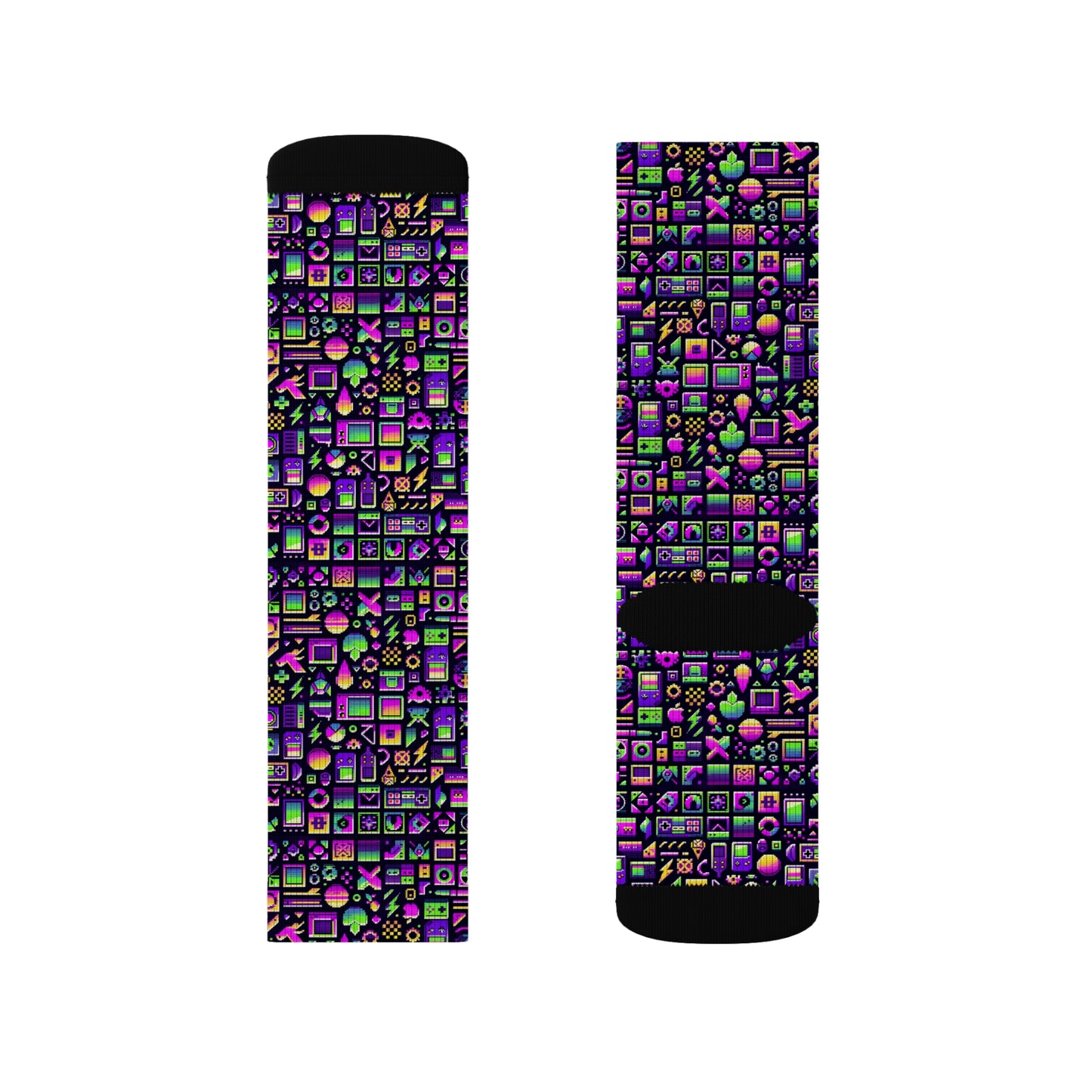 Digital Nostalgia Remix Modern Vintage Fusion Sublimation Socks - 8404 Design-49