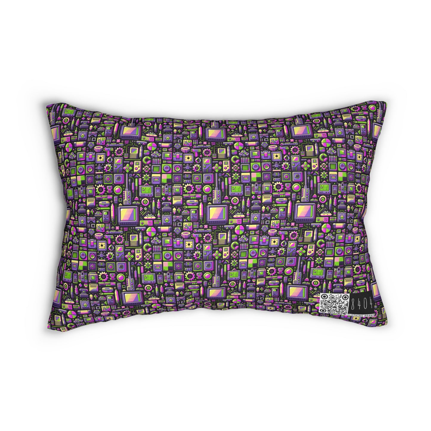 Digital Nostalgia Remix Modern Vintage Fusion Spun Polyester Lumbar Pillow - 8404 Design-67 S