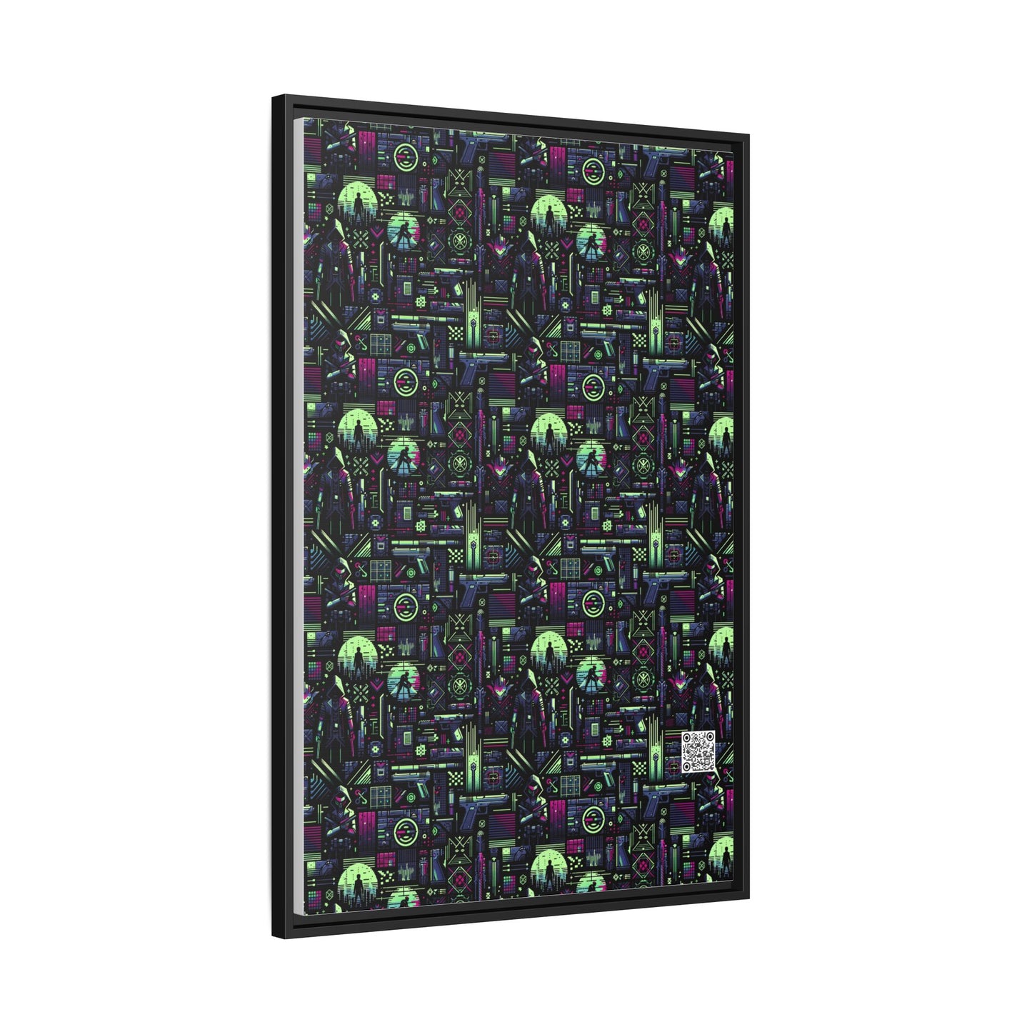 Tech Noir Futuristic Cyberpunk Matte Canvas, Framed (multi-Color) - 8404 Design-63 A