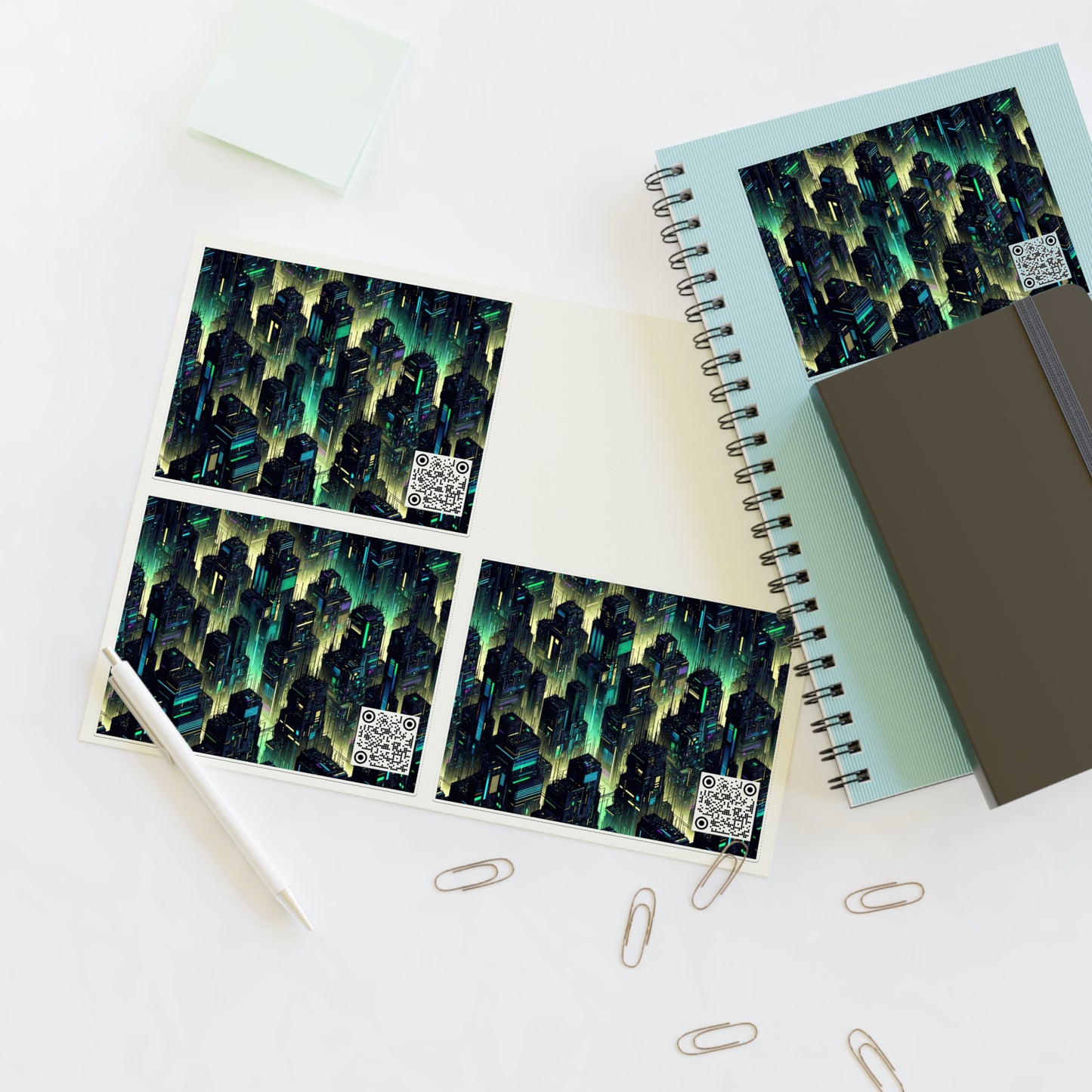 Tech Noir Aesthetics Tech-Forward Urban Dystopia Sticker Sheets - 8404 Design-68