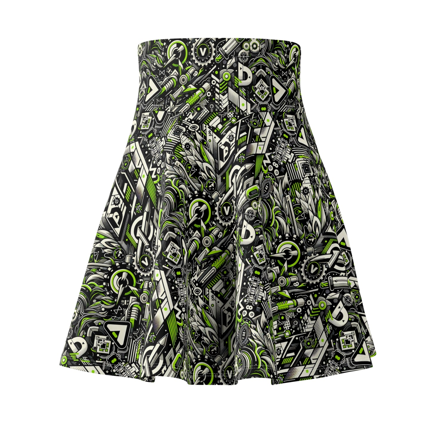 Graffiti Tech Fusion Bold Streetwear Fusion Women's Skater Skirt - 8404 Design-59