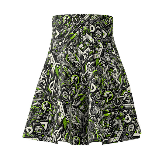 Graffiti Tech Fusion Bold Streetwear Fusion Women's Skater Skirt - 8404 Design-59