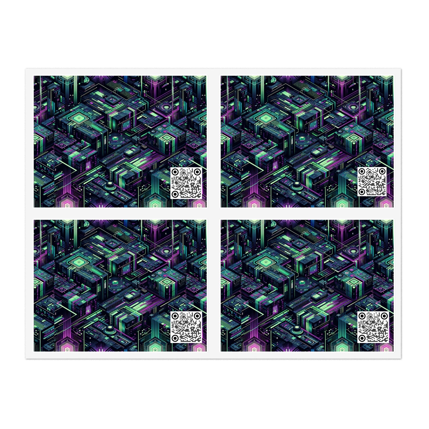 Tech Noir Aesthetics Tech-Forward Urban Dystopia Sticker Sheets - 8404 Design-43