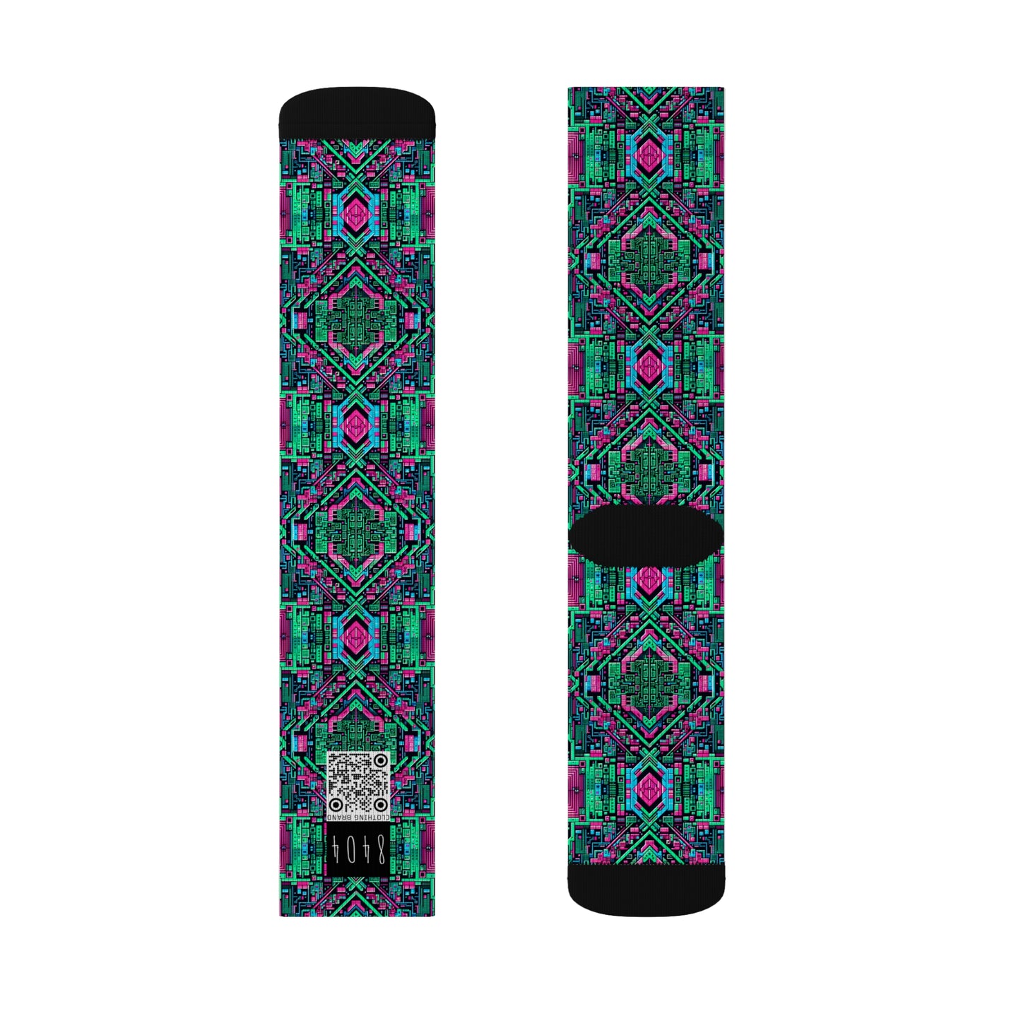 Digital Glitch Vibes Tech-Inspired Streetwear Sublimation Socks - 8404 Design-71