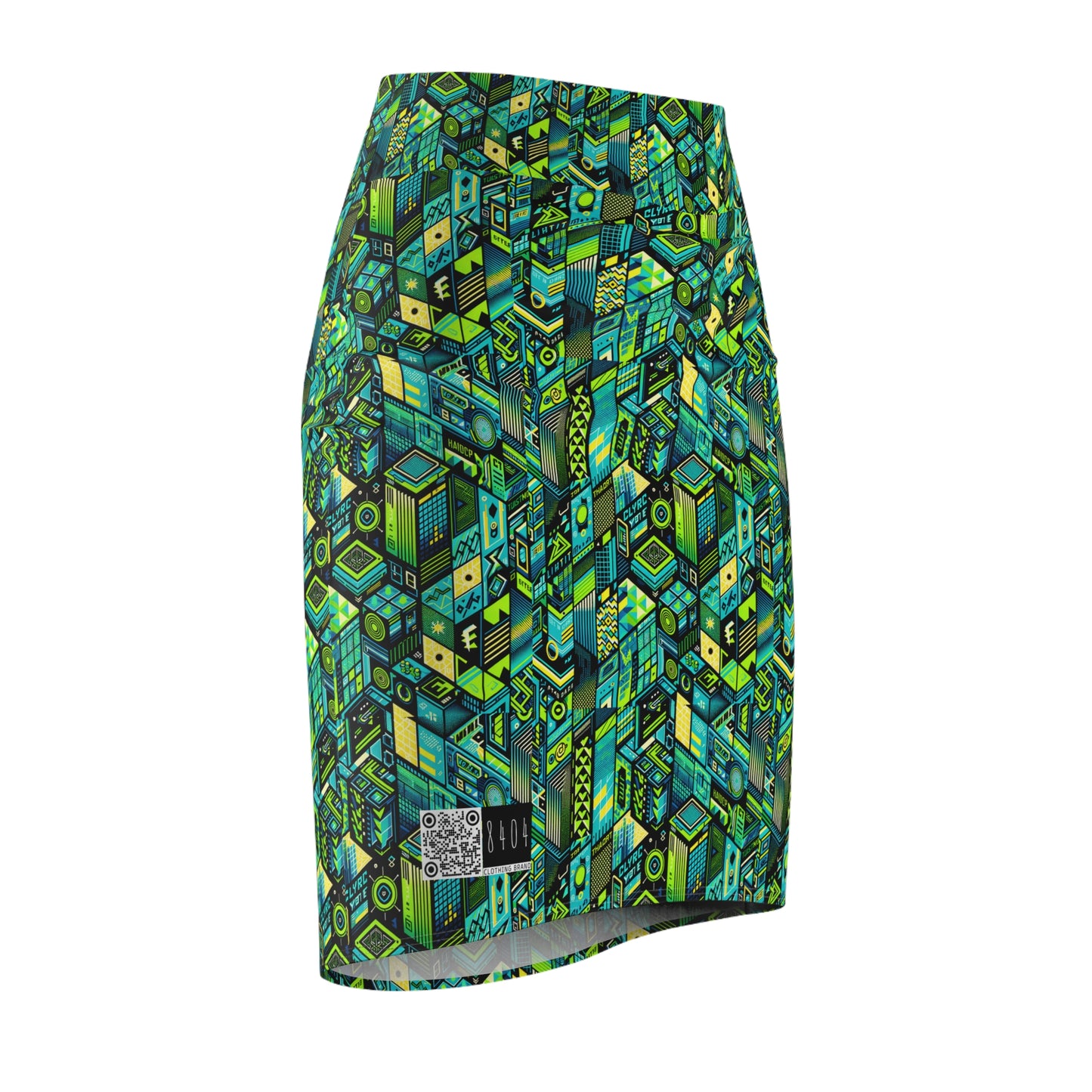 Tech-Infused Neon Tech-Forward Streetwear Women's Pencil Skirt - 8404 Design-61