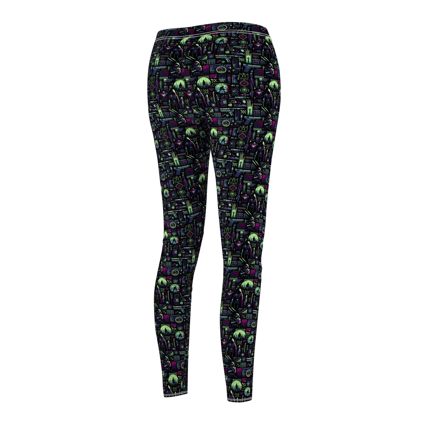 Tech Noir Futuristic Cyberpunk Women's Cut & Sew Casual Leggings - 8404 Design-63