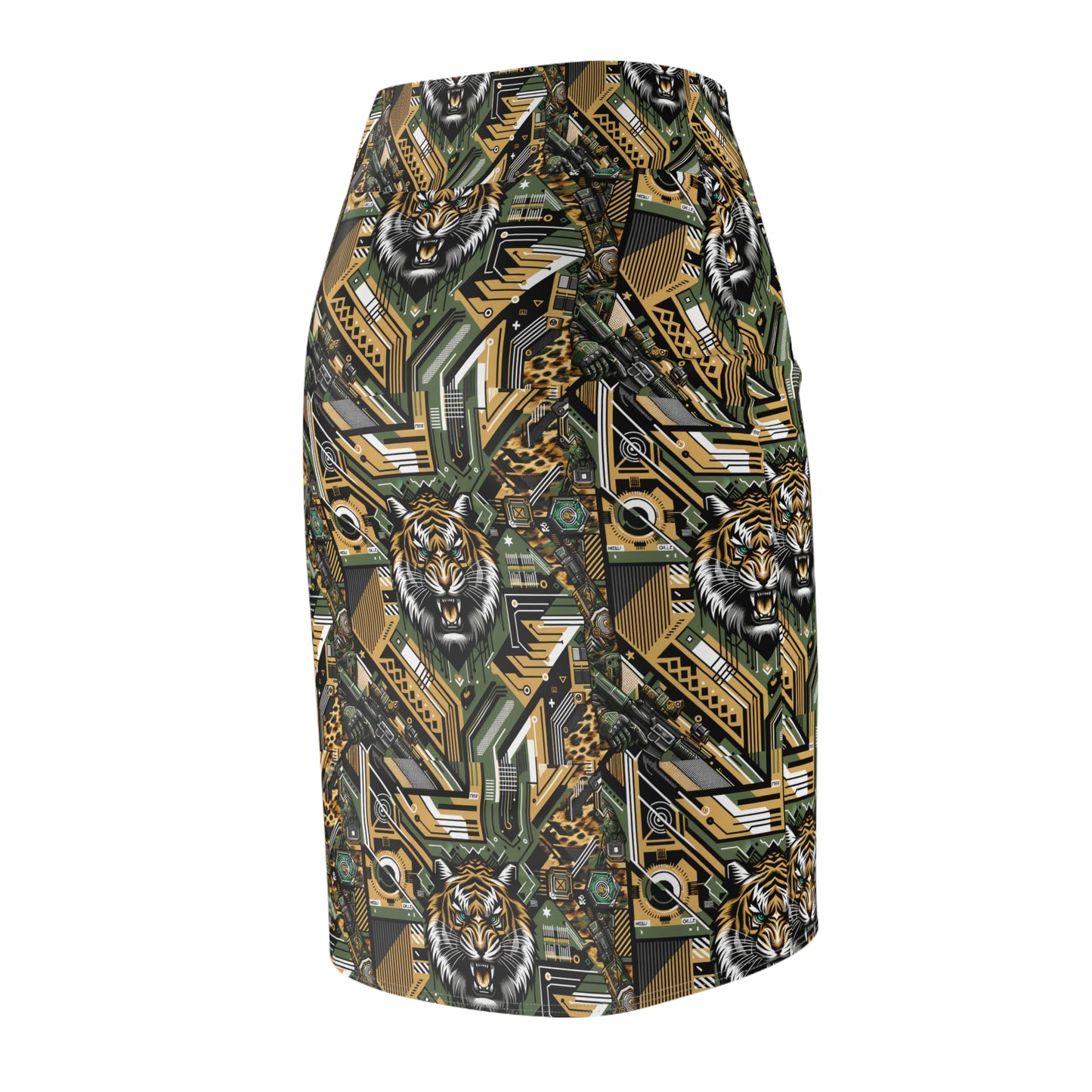 Neo-Camo Fusion Tech-Forward Streetwear Women's Pencil Skirt - 8404 Design-58