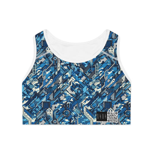 Tech Urban Camo Tech-Forward Streetwear With a Futuristic Military Edge Sports Bra - 8404 Design-39