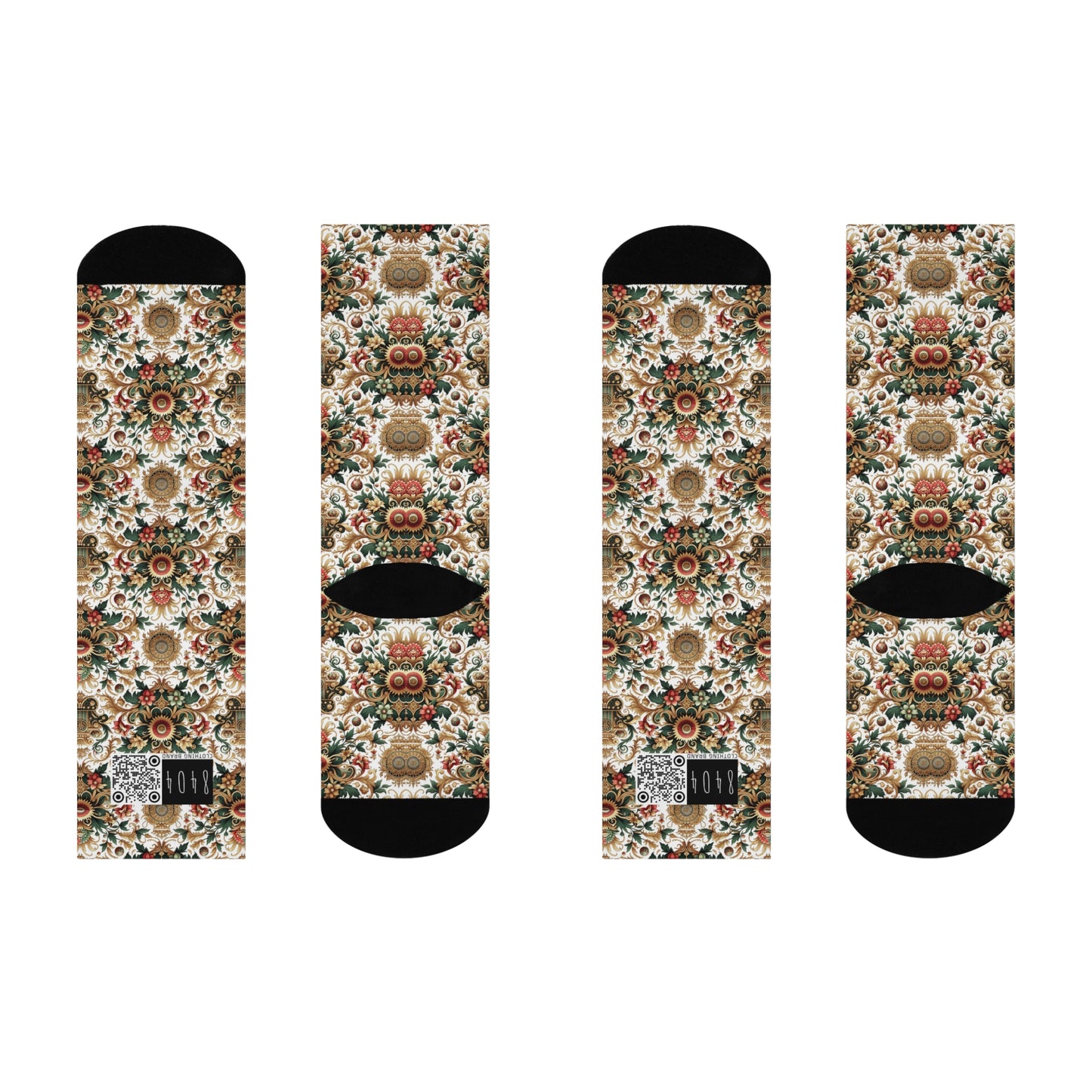Monogram Madness Luxurious Streetwear Cushioned Crew Socks - 8404 Design-68