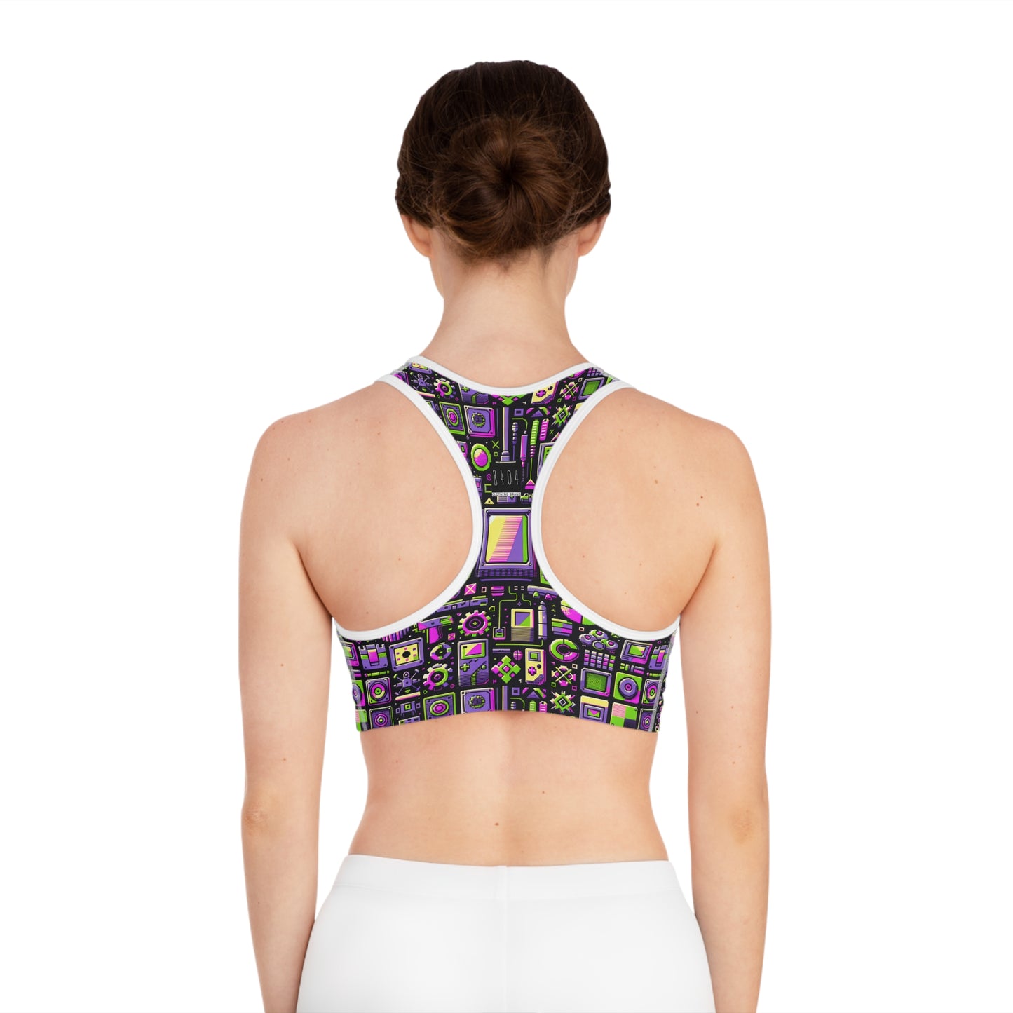 Digital Nostalgia Remix Modern Vintage Fusion Sports Bra - 8404 Design-67