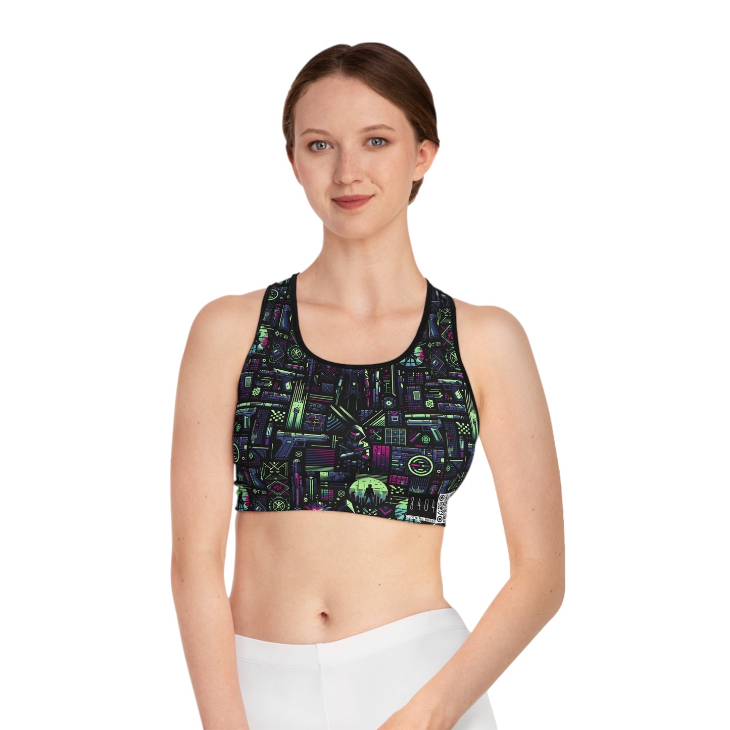 Tech Noir Futuristic Cyberpunk Sports Bra - 8404 Design-63