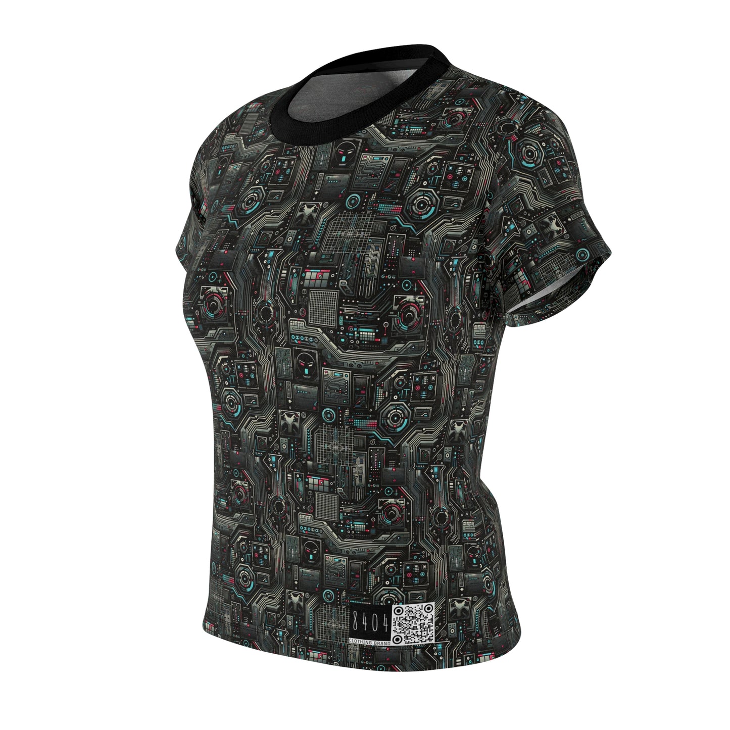 Tech Noir Aesthetics Sleek Tech Streetwear Women's Cut & Sew Tee - 8404 Design-52