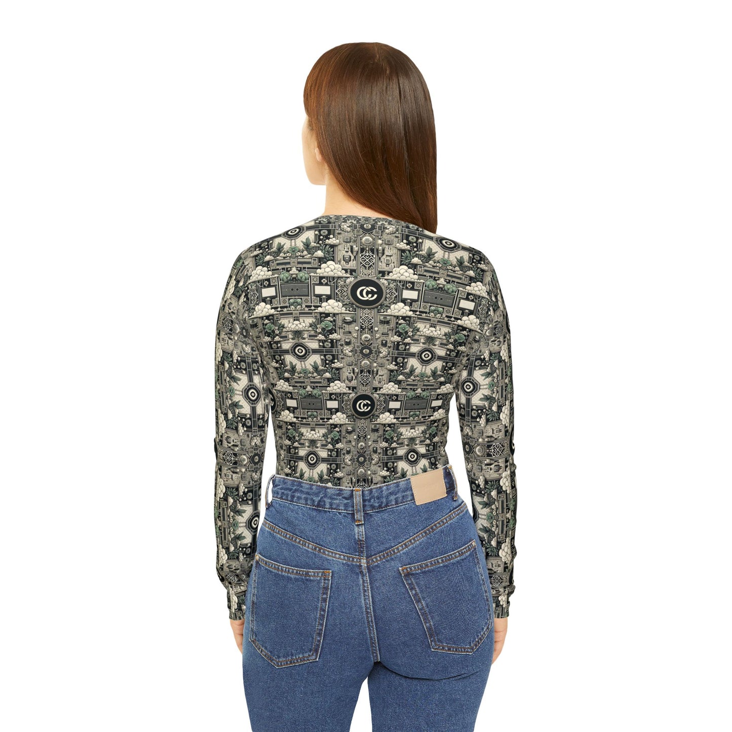 Cyber Garden Party Tech Garden Extravaganza Women's Long Sleeve V-Neck Shirt - 8404 Design-54