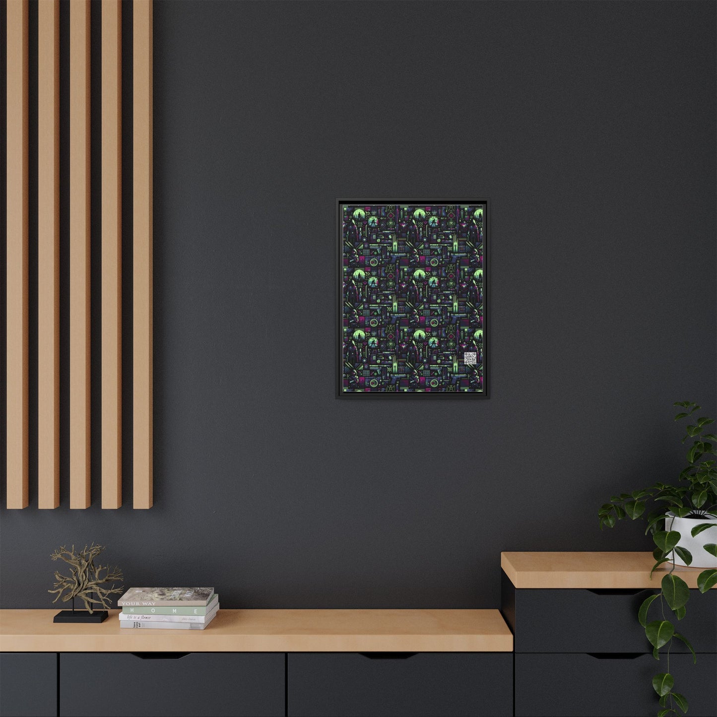 Tech Noir Futuristic Cyberpunk Matte Canvas, Framed (multi-Color) - 8404 Design-63 A