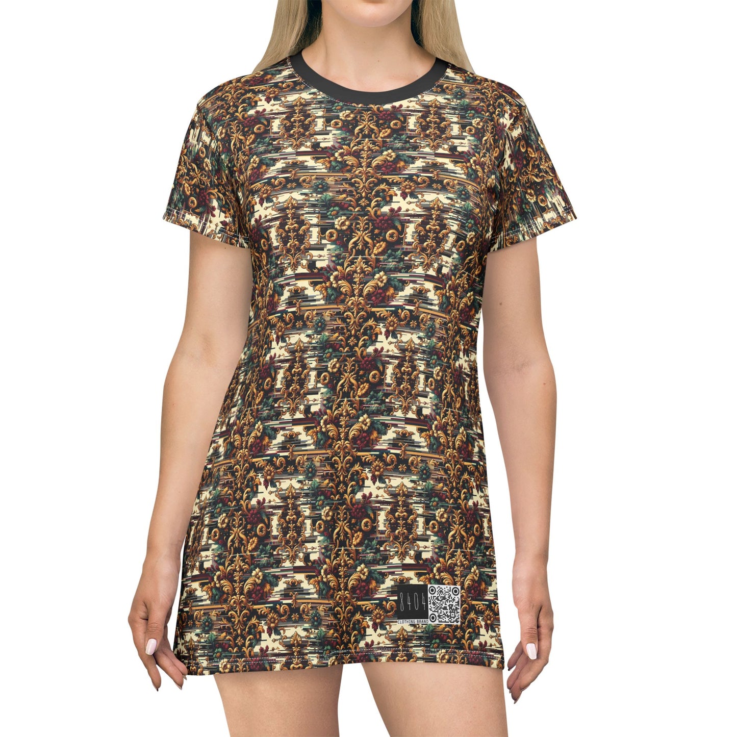 Digital Renaissance Modern Baroque Fusion T-Shirt Dress - 8404 Design-63