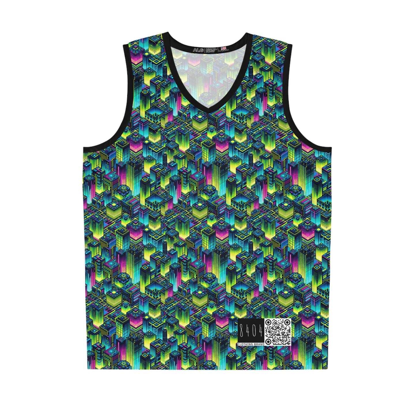 Tech-Infused Neon Tech-Forward Streetwear Basketball Jersey - 8404 Design-65